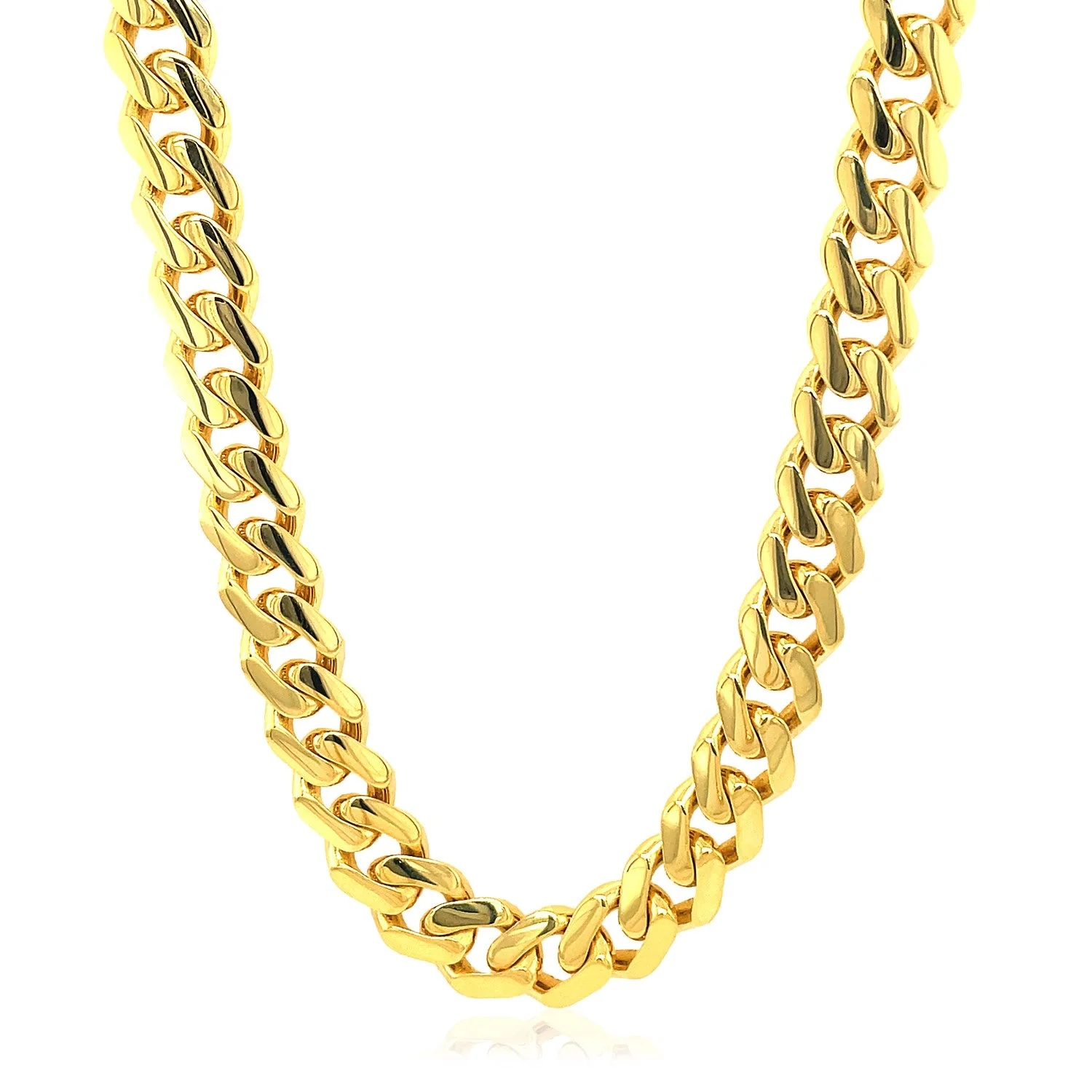 14k Yellow Gold Polished Miami Cuban Chain Necklace - Image 6