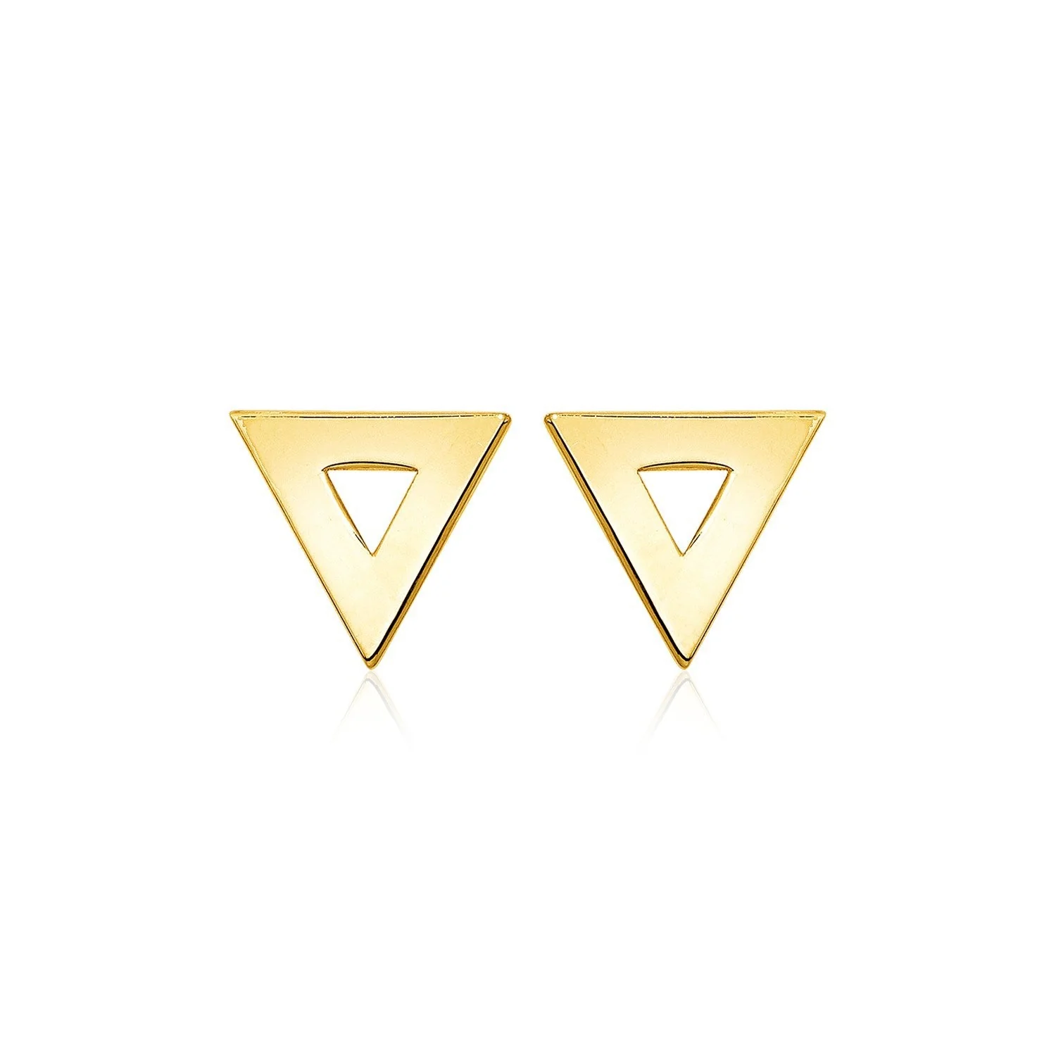 14k Yellow Gold Polished Open Triangle Post Earrings