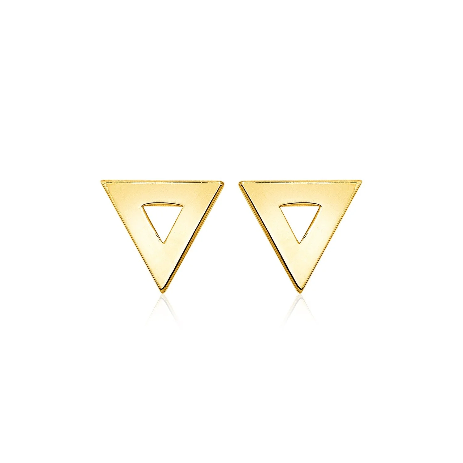 14k Yellow Gold Polished Open Triangle Post Earrings - Image 2