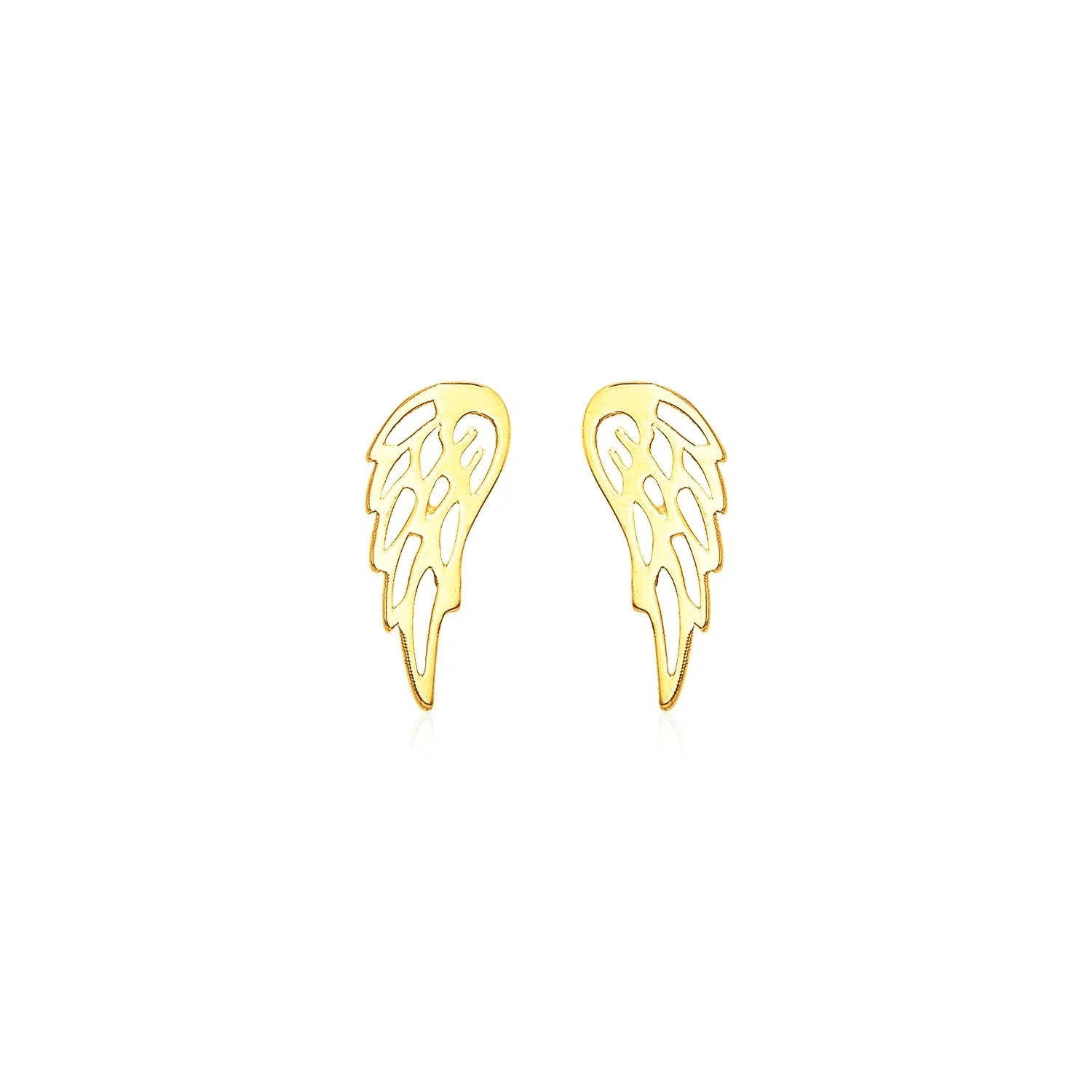 14k Yellow Gold Polished Wing Post Earrings - Image 2