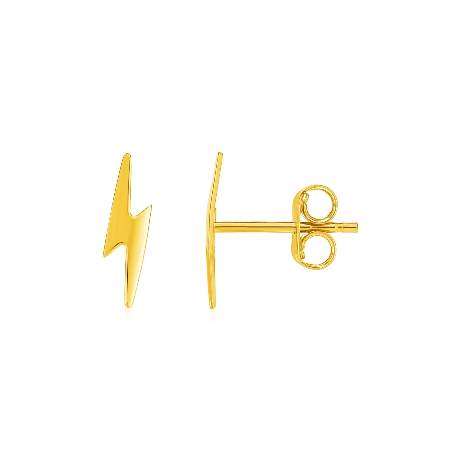 14k Yellow Gold Post Earrings with Lightning Bolts - Image 2
