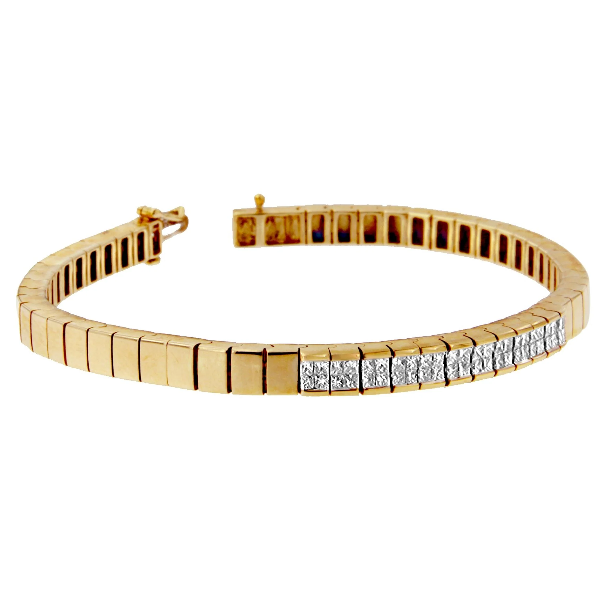 14K Yellow Gold Princess Cut Diamond Banded Bracelet (1.00 cttw, G-H Color, VS1-VS2 Clarity) - Image 5