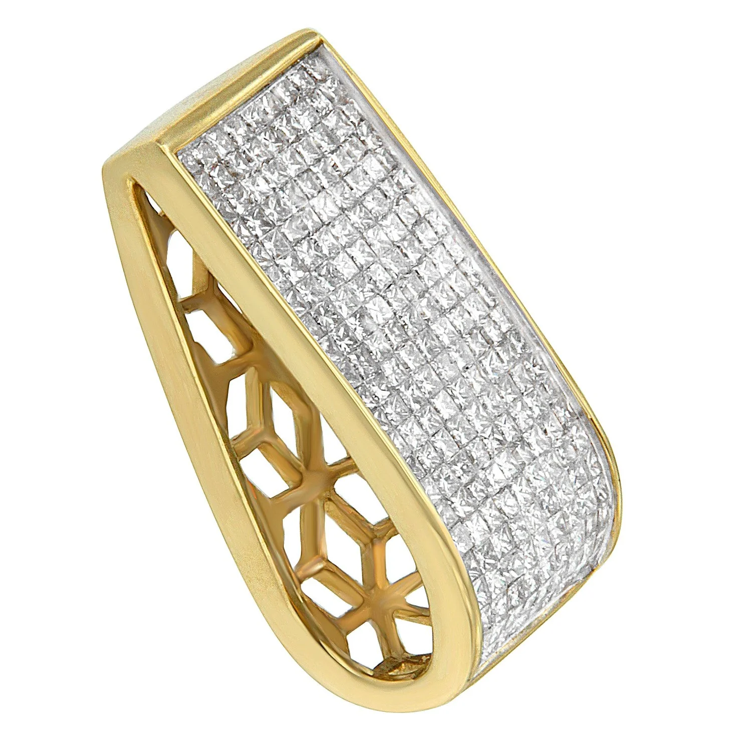 14K Yellow Gold Princess Cut Diamond Block Pendant Necklace (2 5/8 cttw, H-I Color, SI2-I1 Clarity) - Image 4