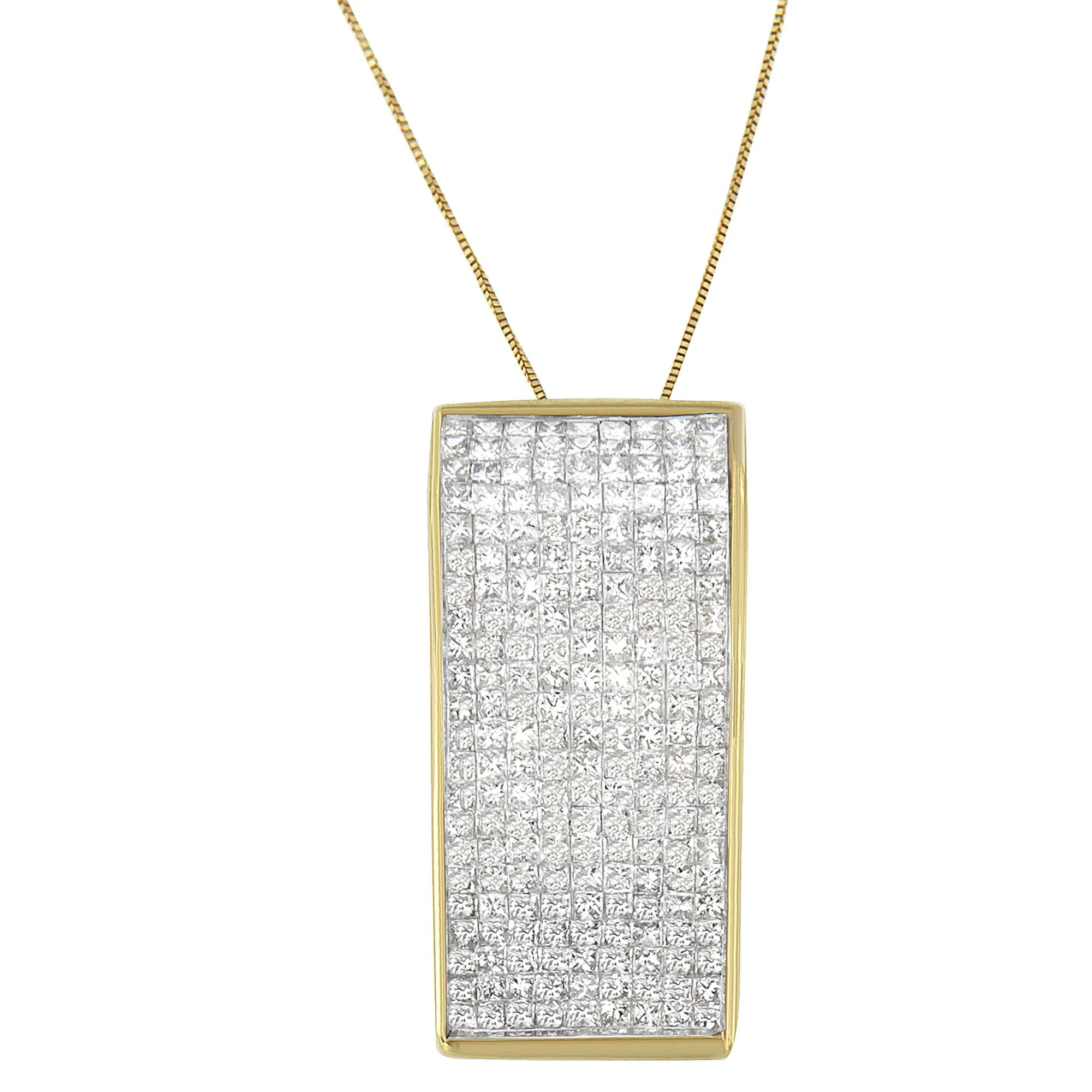 14K Yellow Gold Princess Cut Diamond Block Pendant Necklace (2 5/8 cttw, H-I Color, SI2-I1 Clarity) - Image 5