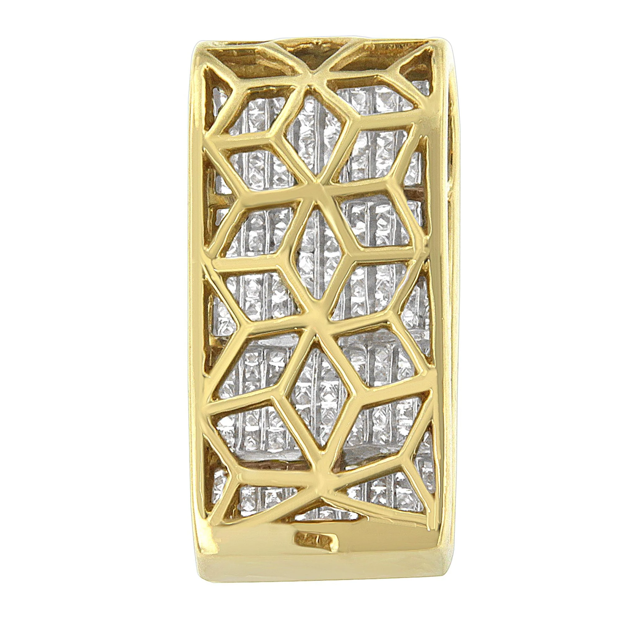 14K Yellow Gold Princess Cut Diamond Block Pendant Necklace (2 5/8 cttw, H-I Color, SI2-I1 Clarity) - Image 7
