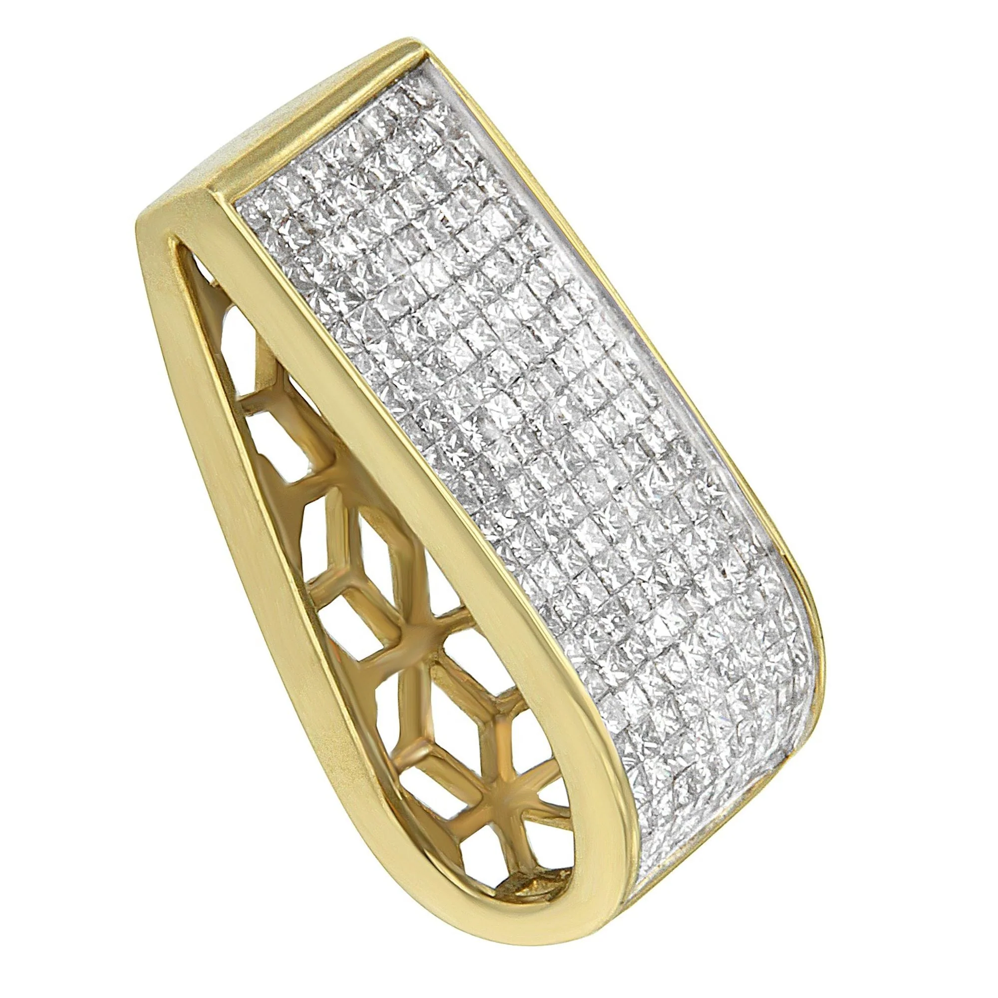 14K Yellow Gold Princess Cut Diamond Block Pendant Necklace (2 5/8 cttw, H-I Color, SI2-I1 Clarity) - Image 8