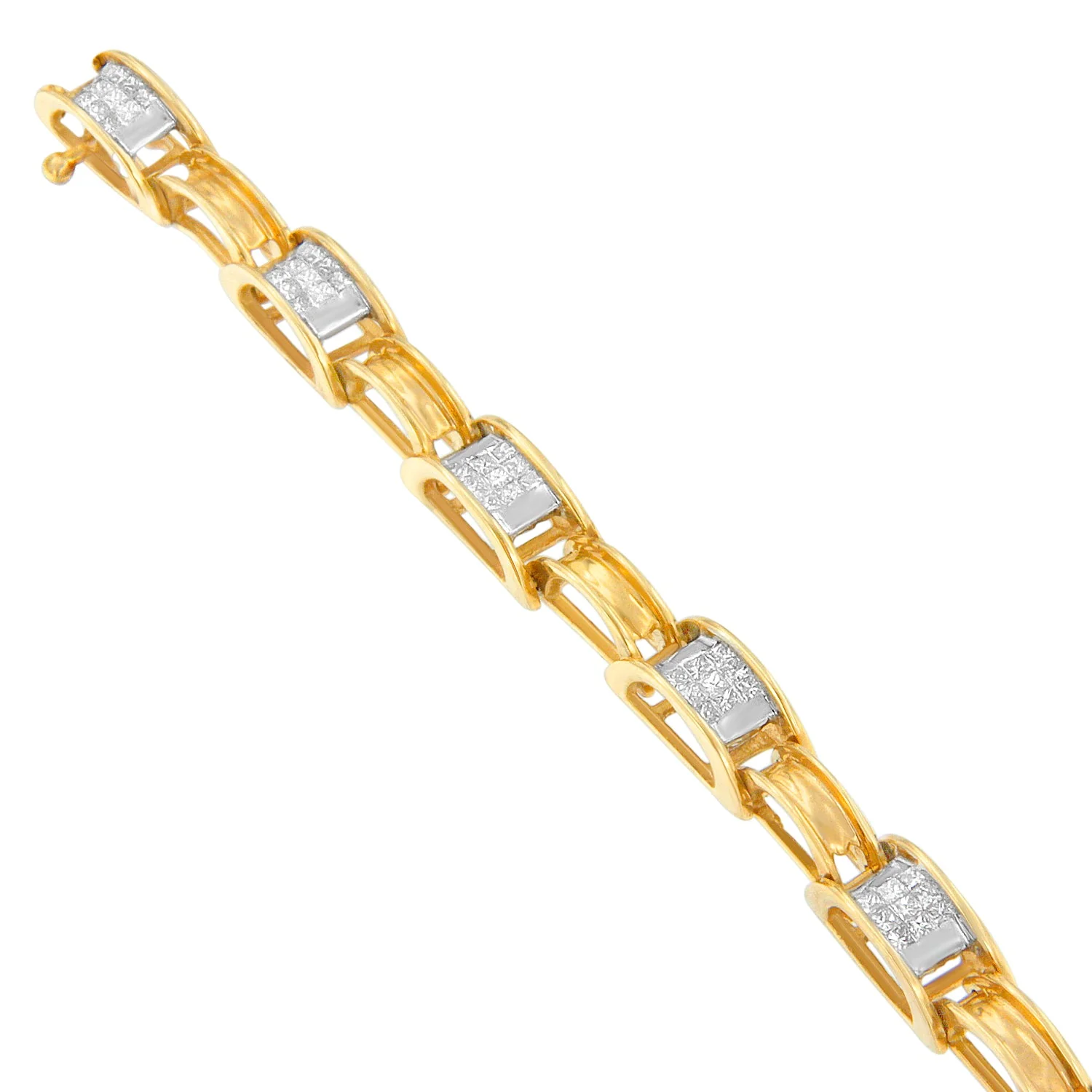14K Yellow Gold Princess Cut Diamond Chain Link Bracelet (1.00 cttw, H-I Color, SI1-SI2 Clarity) - Image 2