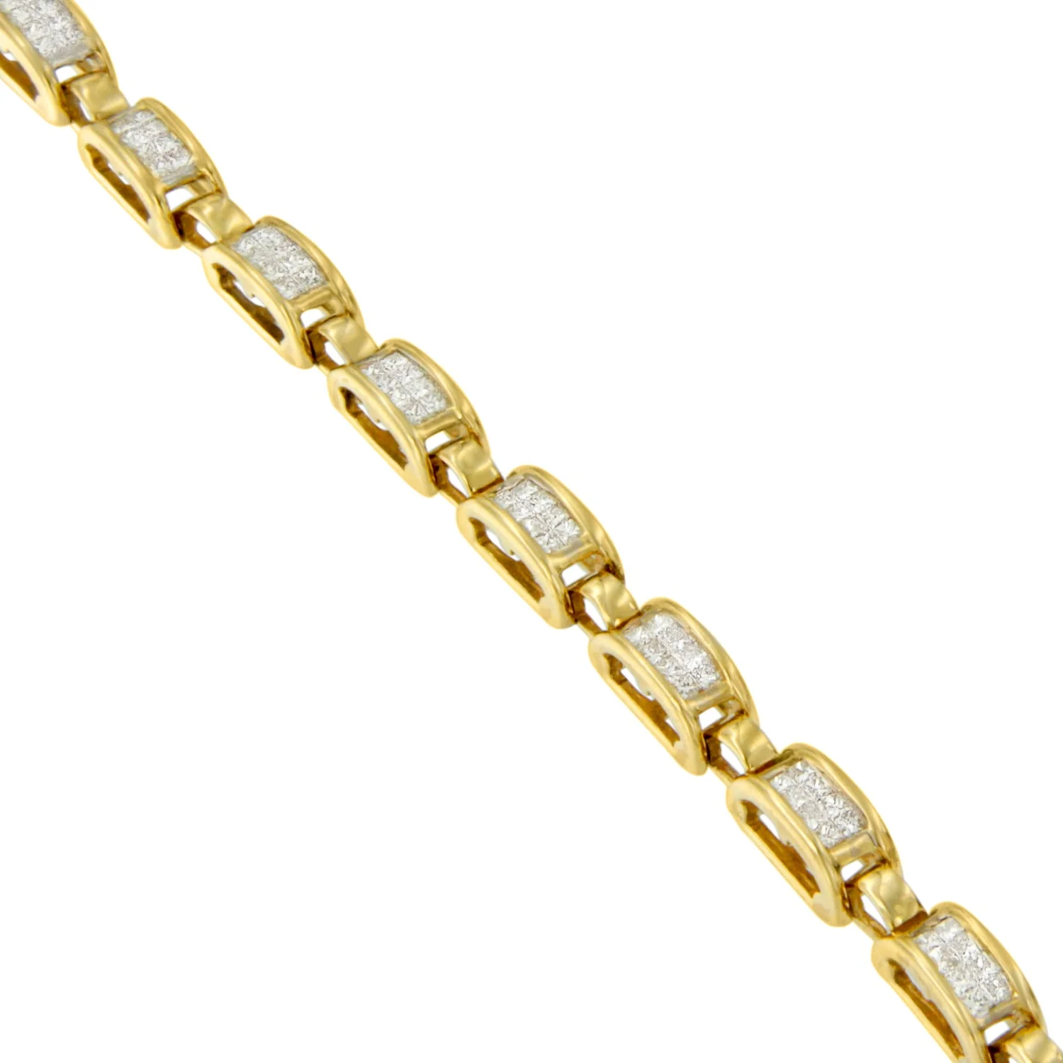 14K Yellow Gold Princess-Cut Diamond Links of Love Bracelet (2.00 cttw, H-I Color, SI2-I1 Clarity) - Image 2