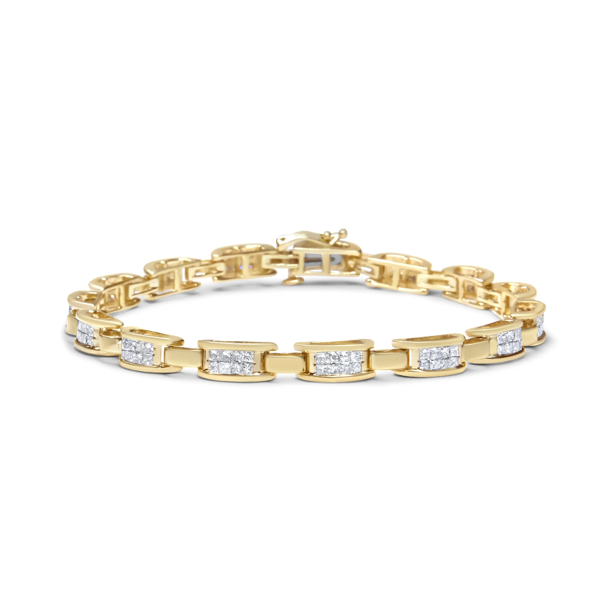 14K Yellow Gold Princess-Cut Diamond Links of Love Bracelet (2.00 cttw, H-I Color, SI2-I1 Clarity) - Image 6