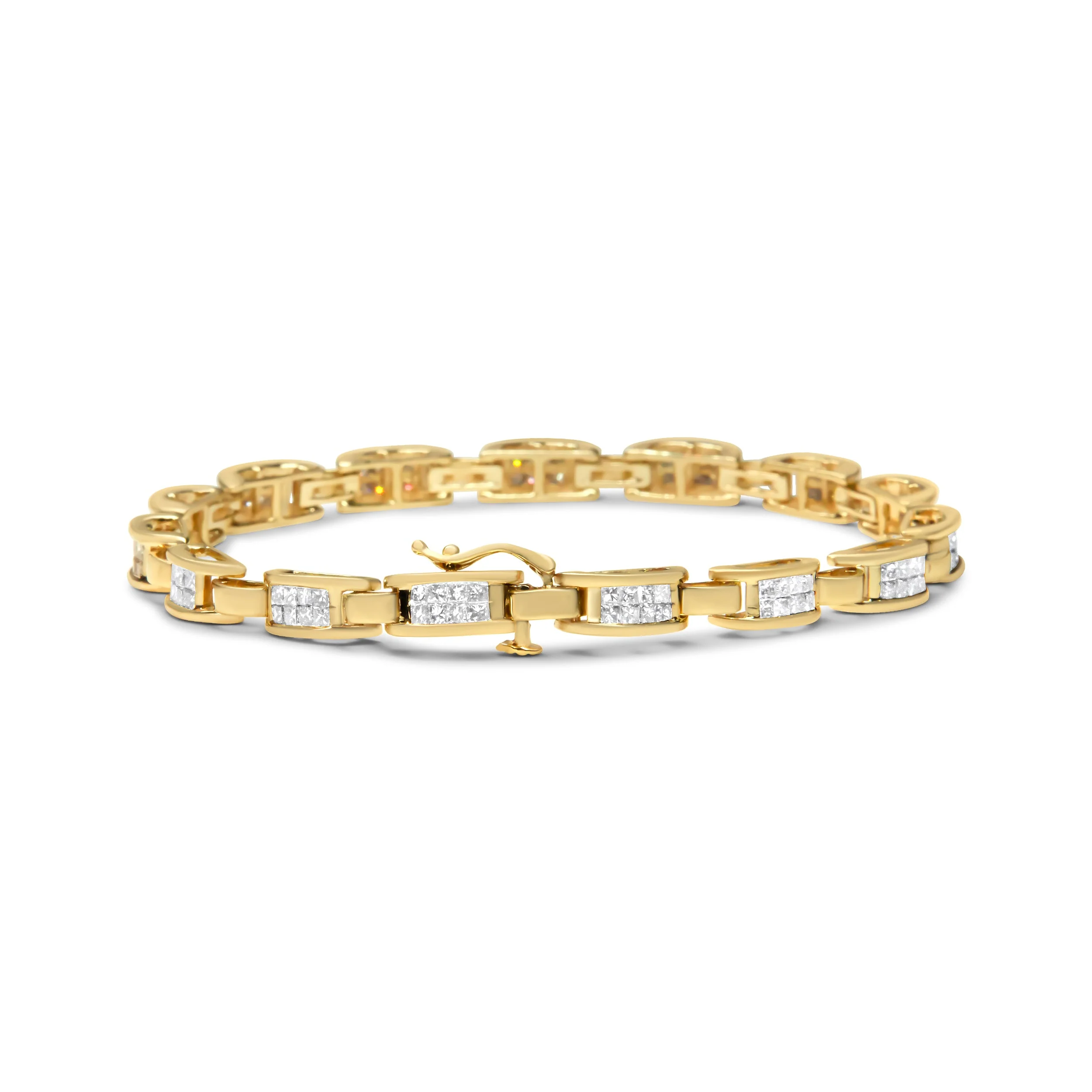 14K Yellow Gold Princess-Cut Diamond Links of Love Bracelet (2.00 cttw, H-I Color, SI2-I1 Clarity) - Image 7