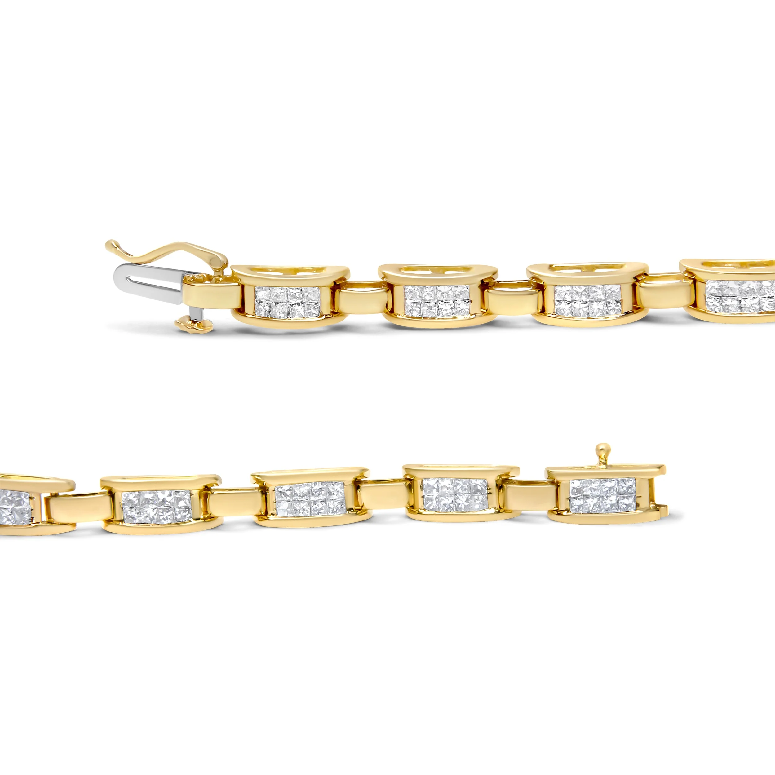 14K Yellow Gold Princess-Cut Diamond Links of Love Bracelet (2.00 cttw, H-I Color, SI2-I1 Clarity) - Image 8