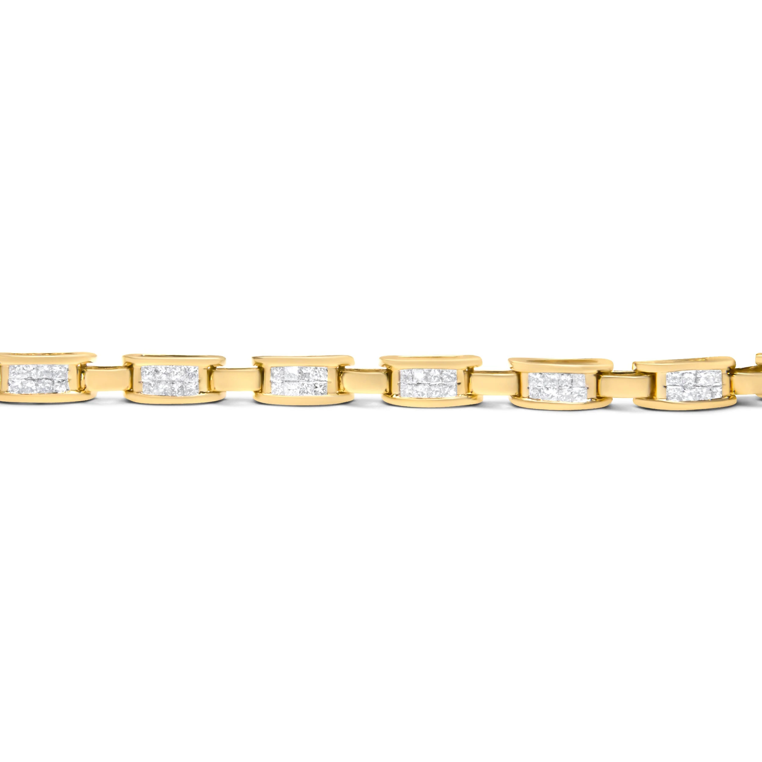 14K Yellow Gold Princess-Cut Diamond Links of Love Bracelet (2.00 cttw, H-I Color, SI2-I1 Clarity) - Image 9