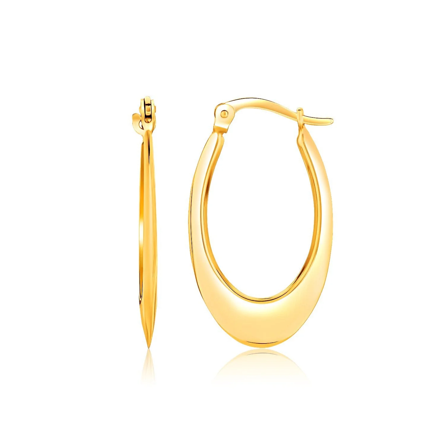 14k Yellow Gold Puffed Graduated Open Oval Earrings - Image 2