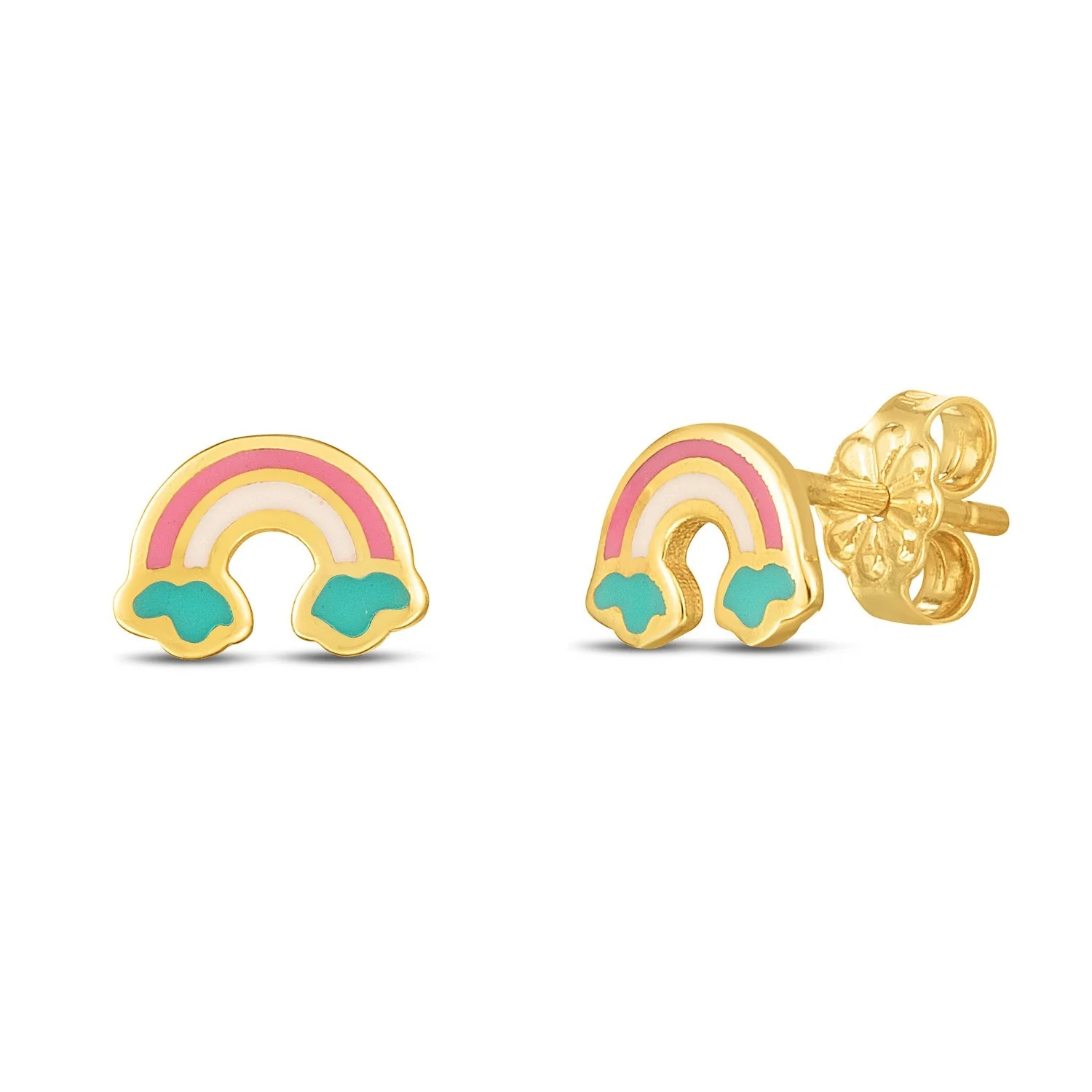 14k Yellow Gold Rainbow Studs - Image 2