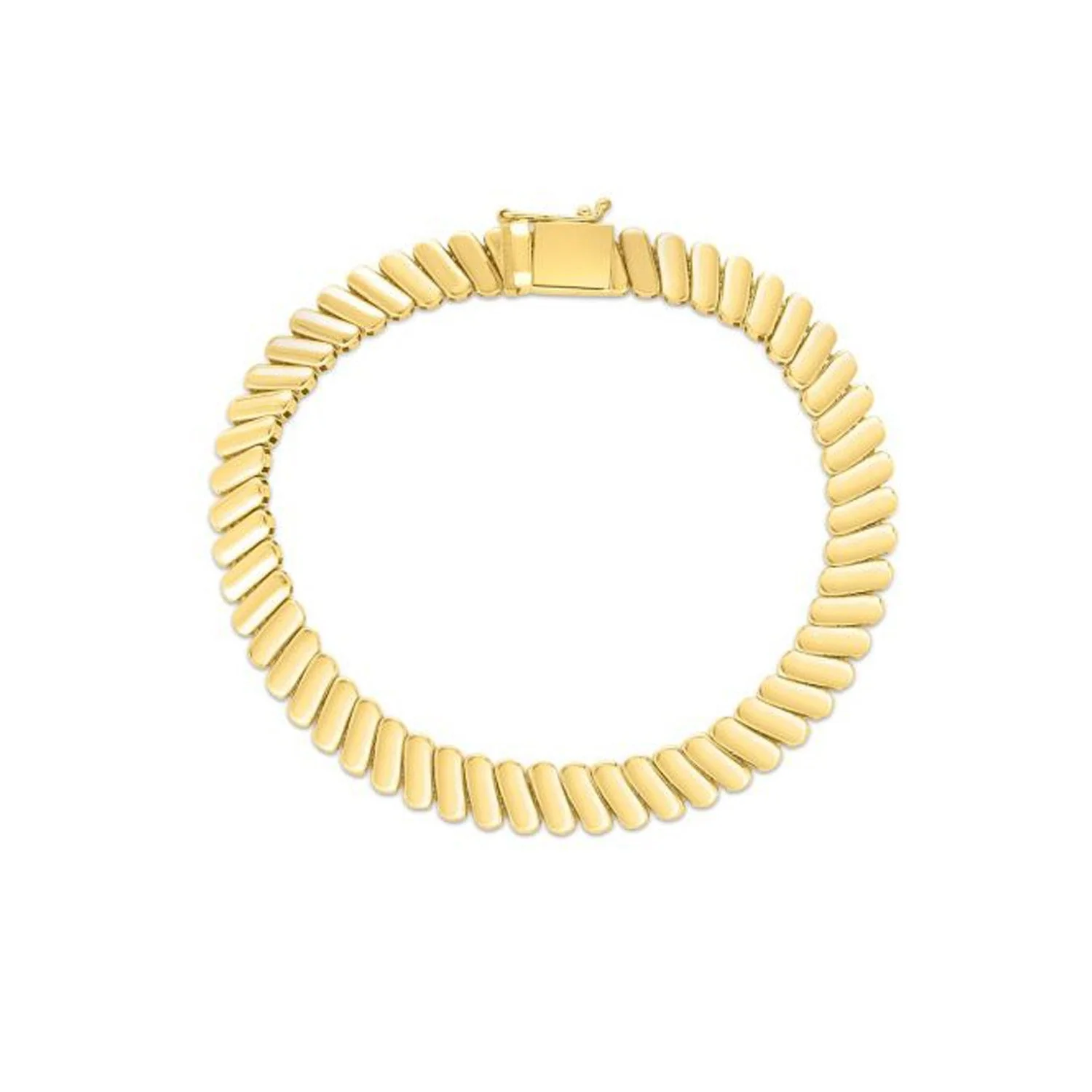 14k Yellow Gold Rib Link Bracelet (7.00 mm) - Image 2