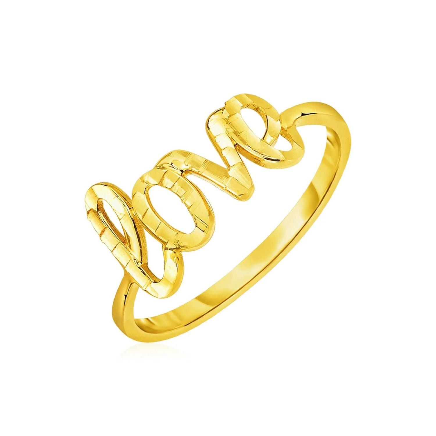 14k Yellow Gold Ring with Love - Image 4