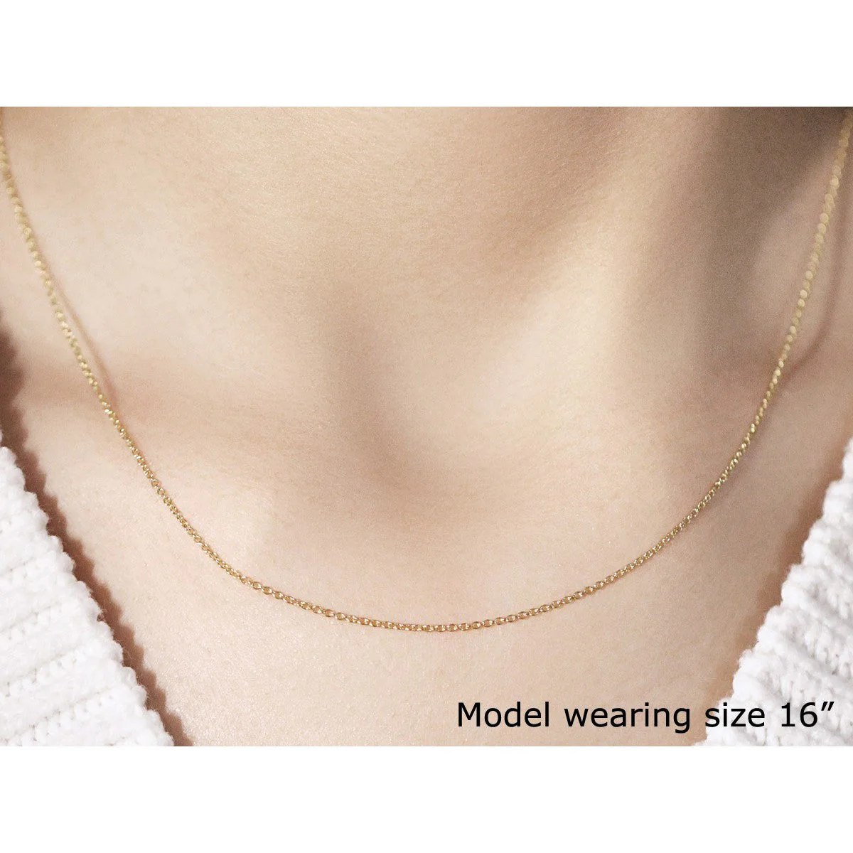 14k Yellow Gold Round Cable Link Chain 1.1mm - Image 4