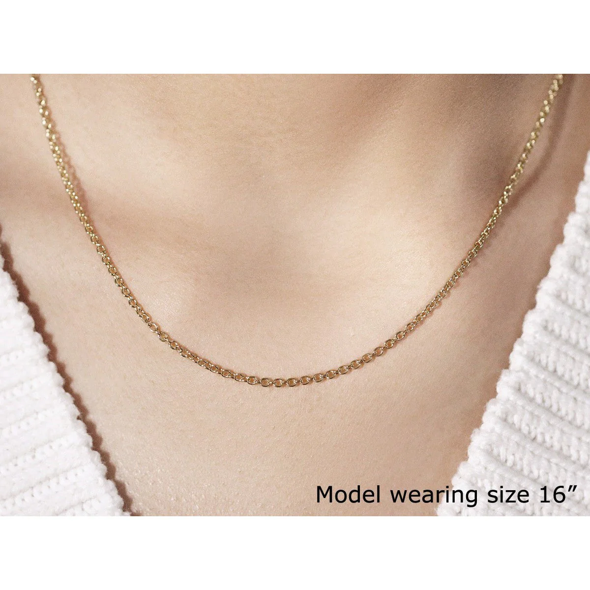 14k Yellow Gold Round Cable Link Chain 1.9mm - Image 5