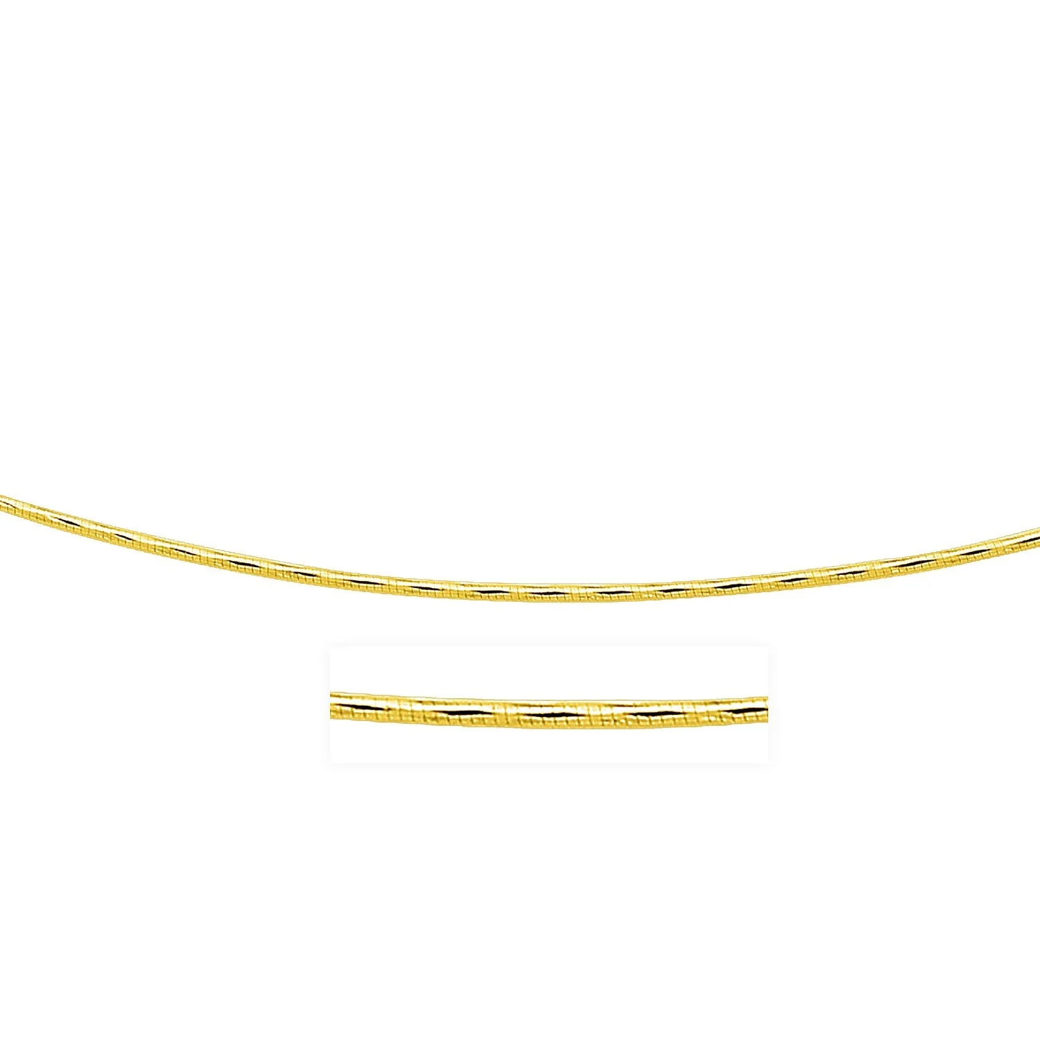 14k Yellow Gold Round Omega Necklace with Diamond Cuts (1.5 mm) - Image 3