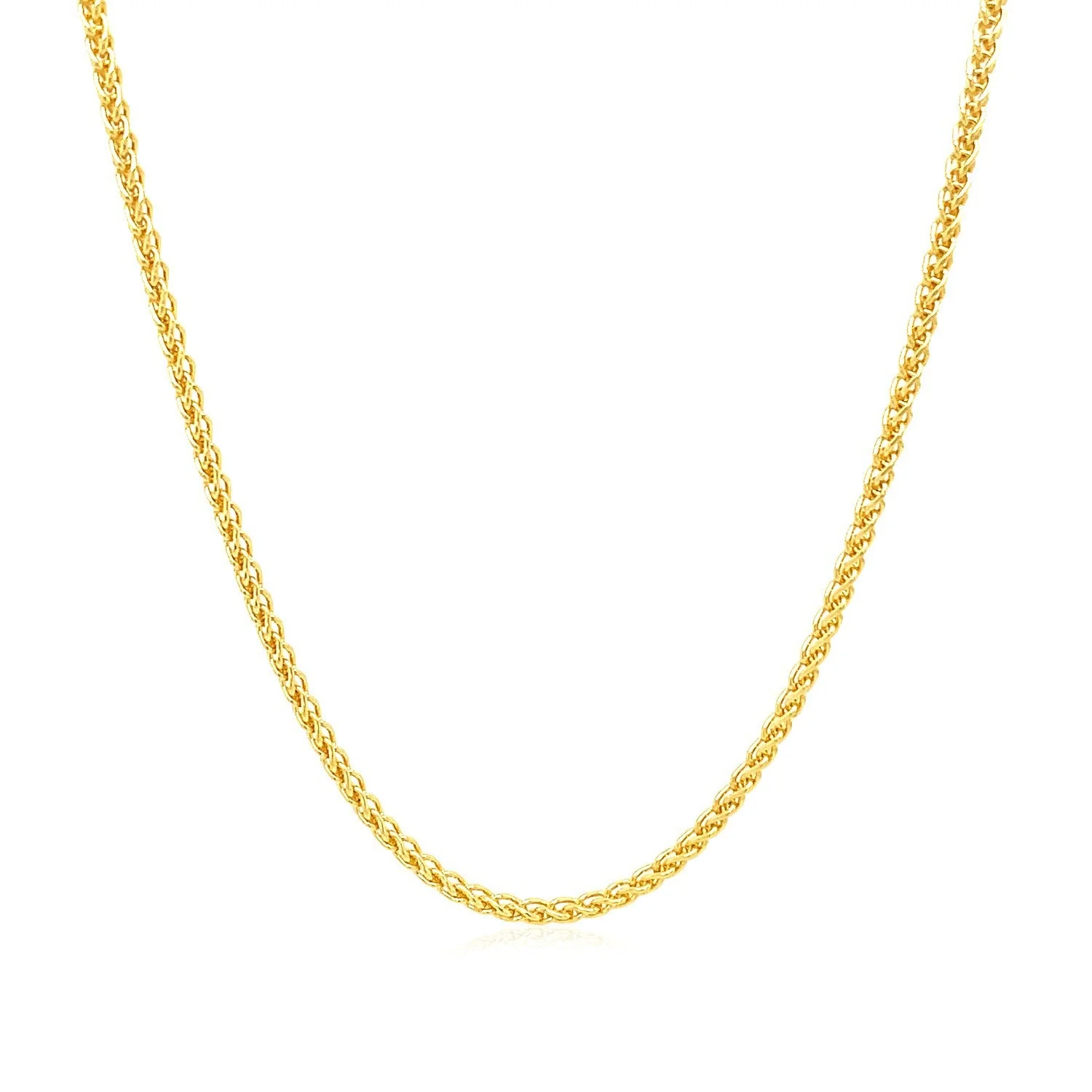 14k Yellow Gold Round Wheat Chain 1.5mm - Image 2