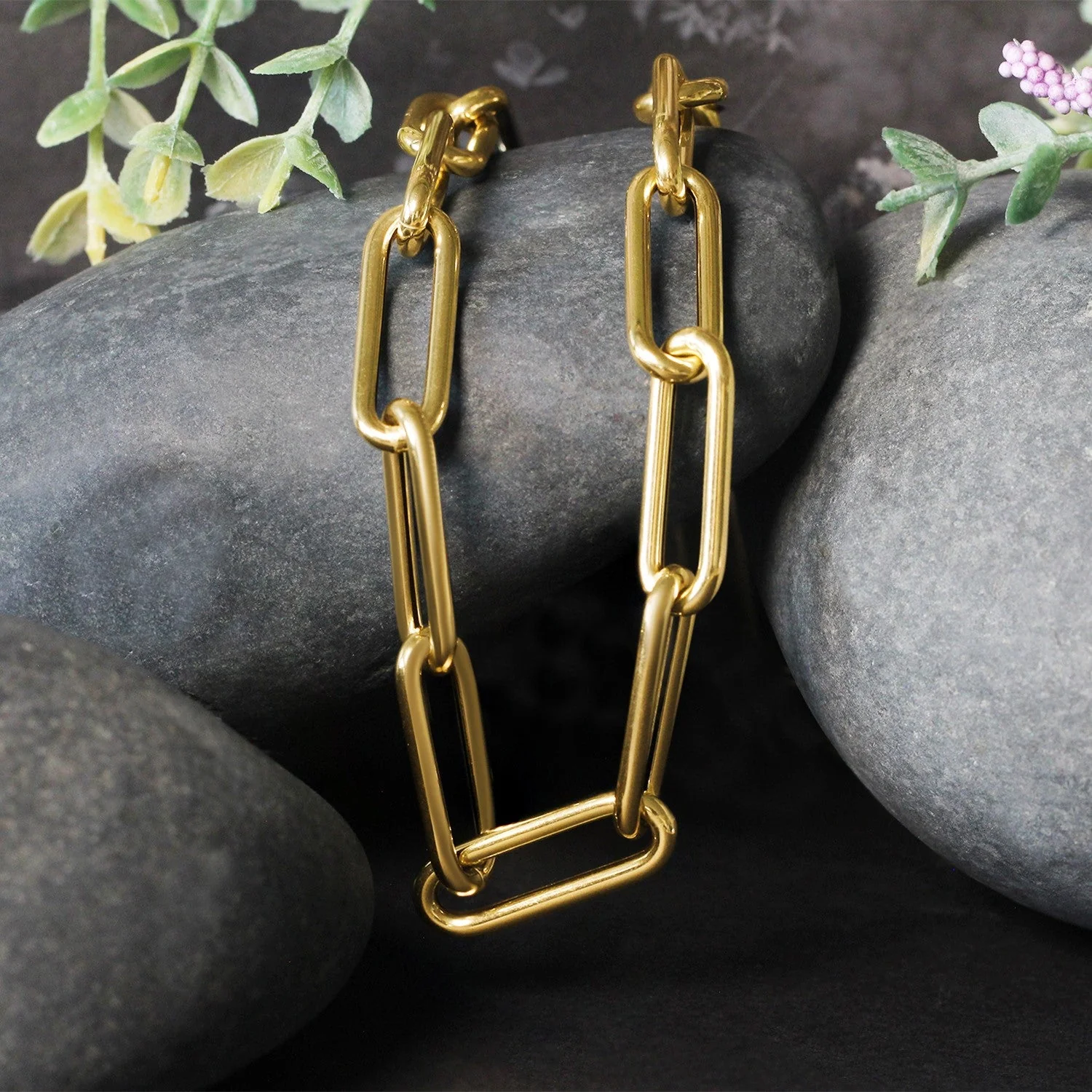14k Yellow Gold Rounded Paperclip Chain Necklace - Image 10