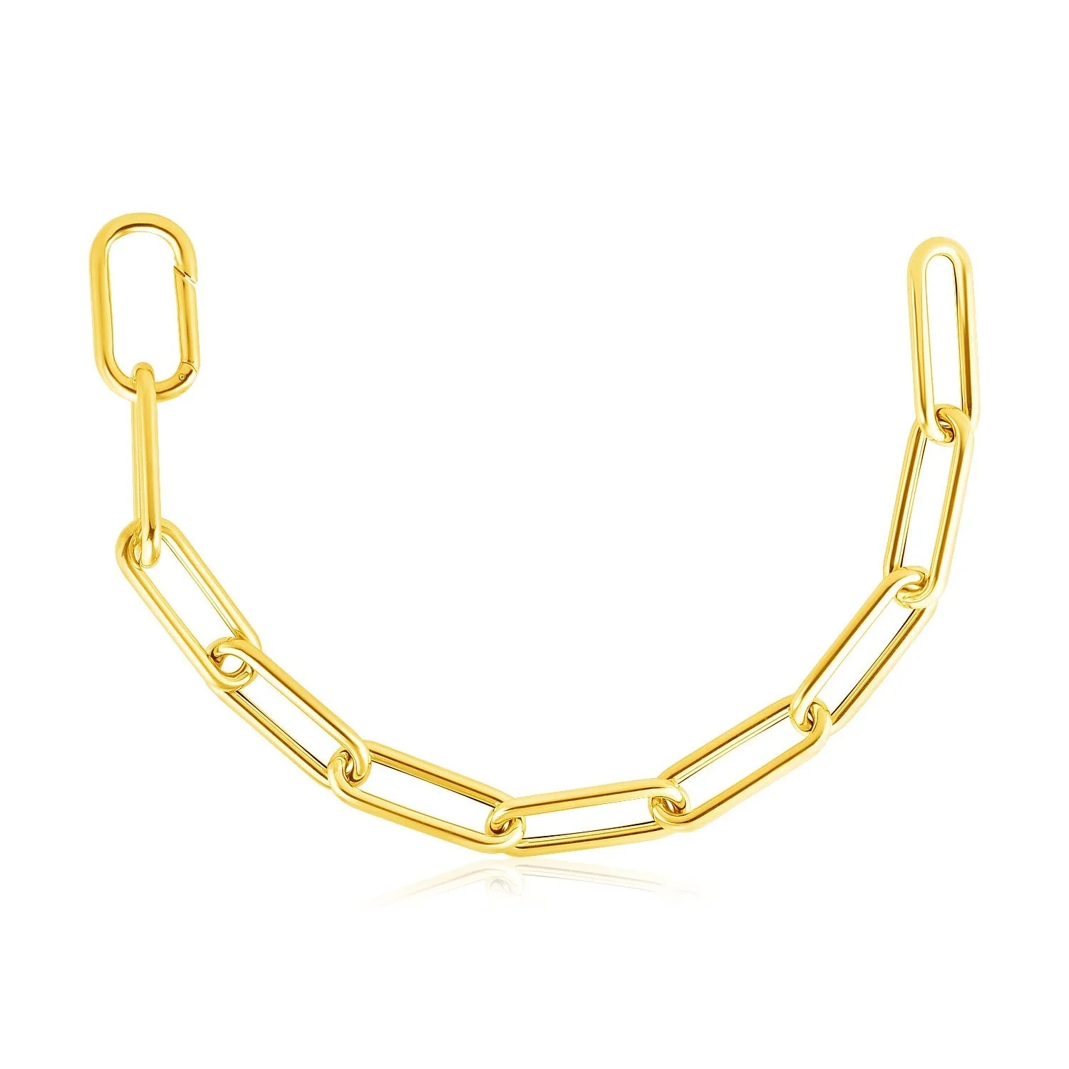 14k Yellow Gold Rounded Paperclip Chain Necklace - Image 9