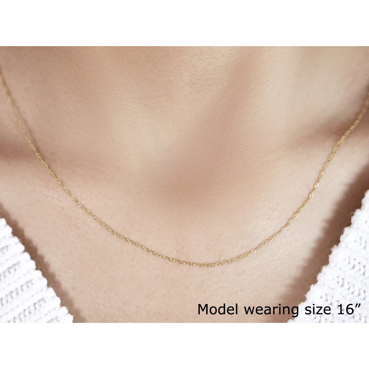 14k Yellow Gold Singapore Chain 0.6mm - Image 4