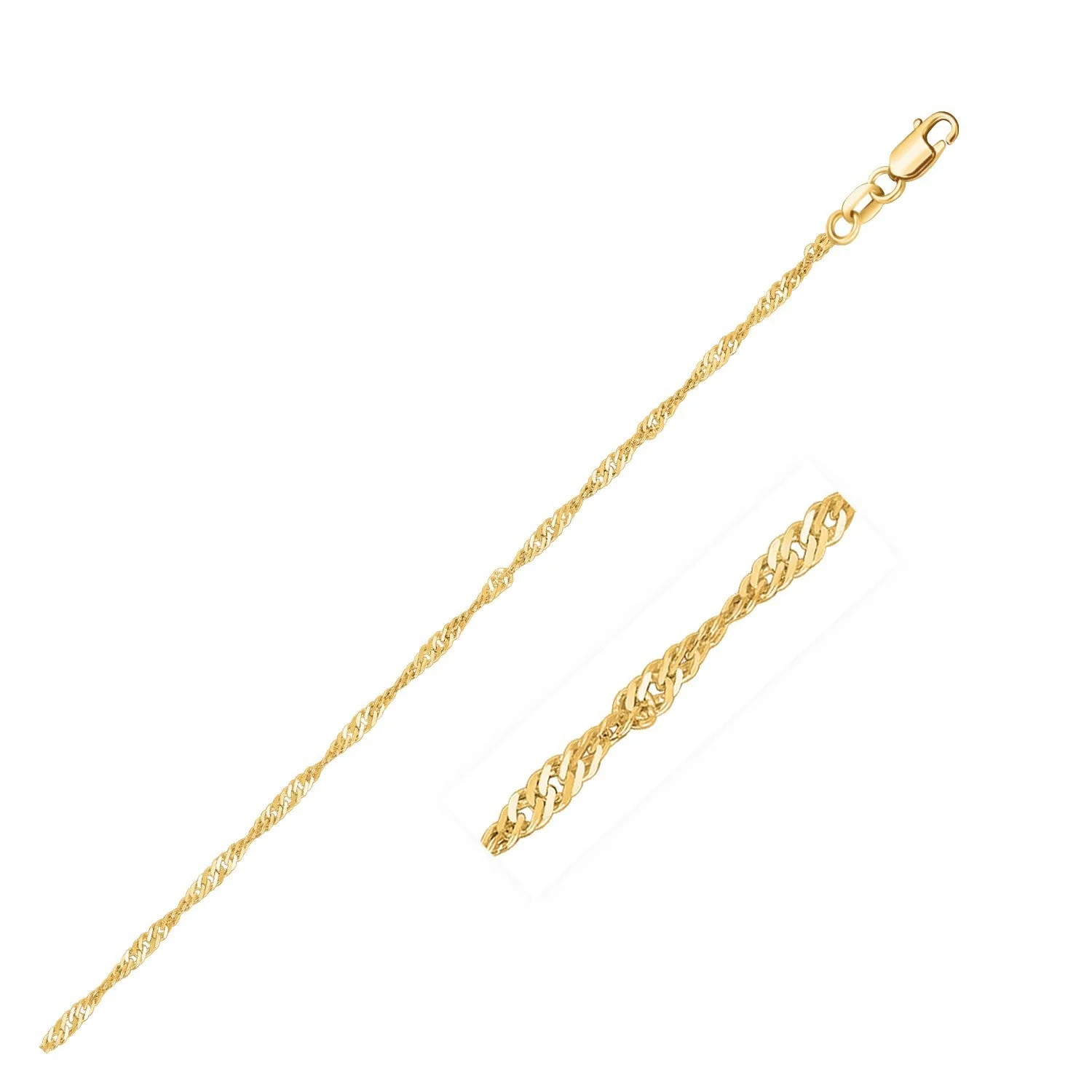 14k Yellow Gold Singapore Chain 1.5mm - Image 5