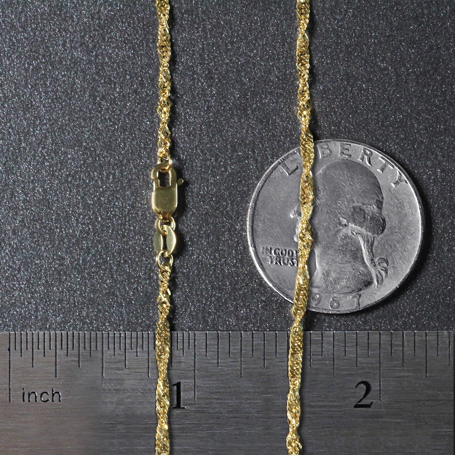 14k Yellow Gold Singapore Chain 1.7mm - Image 11