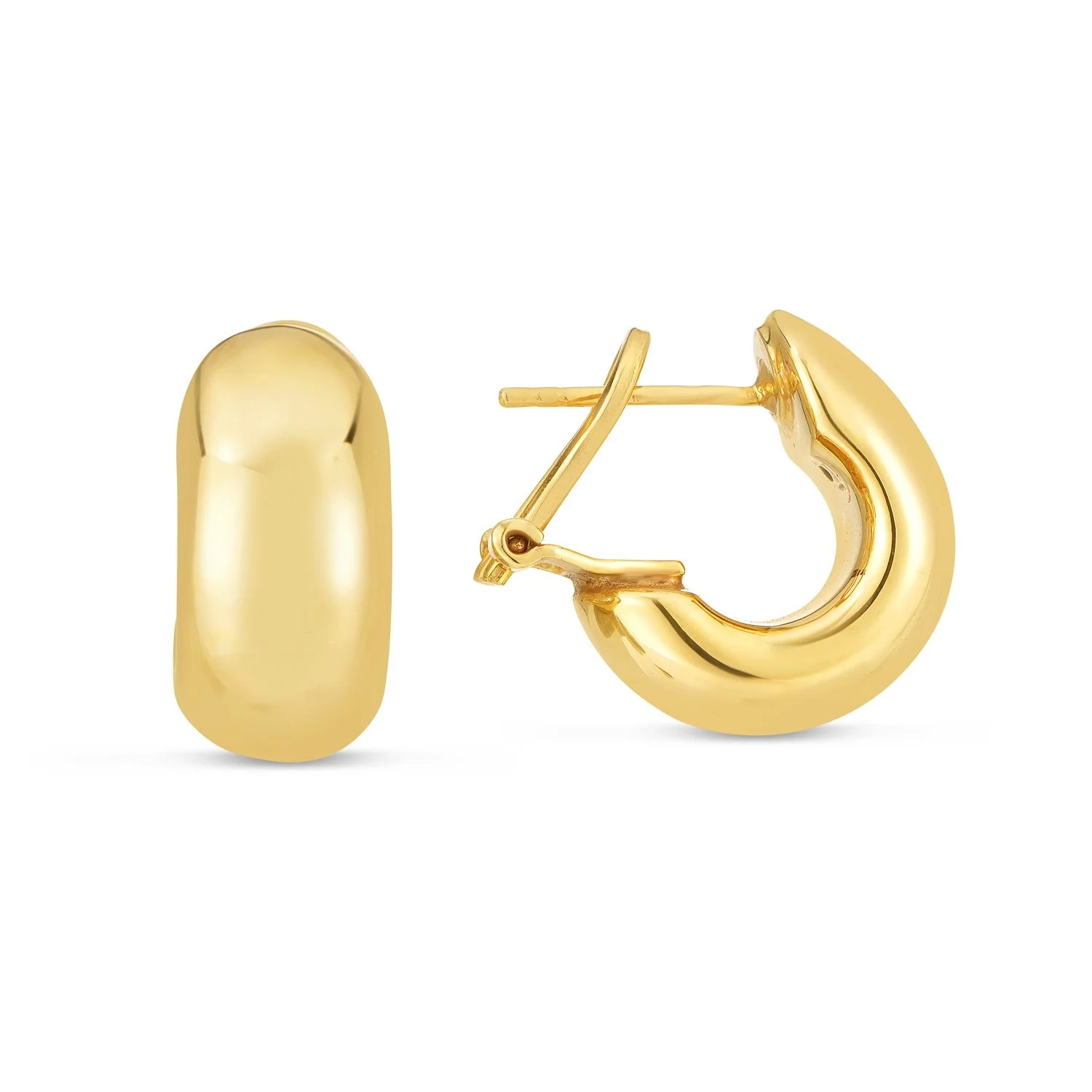 14k Yellow Gold Small Omega C Hoops - Image 3