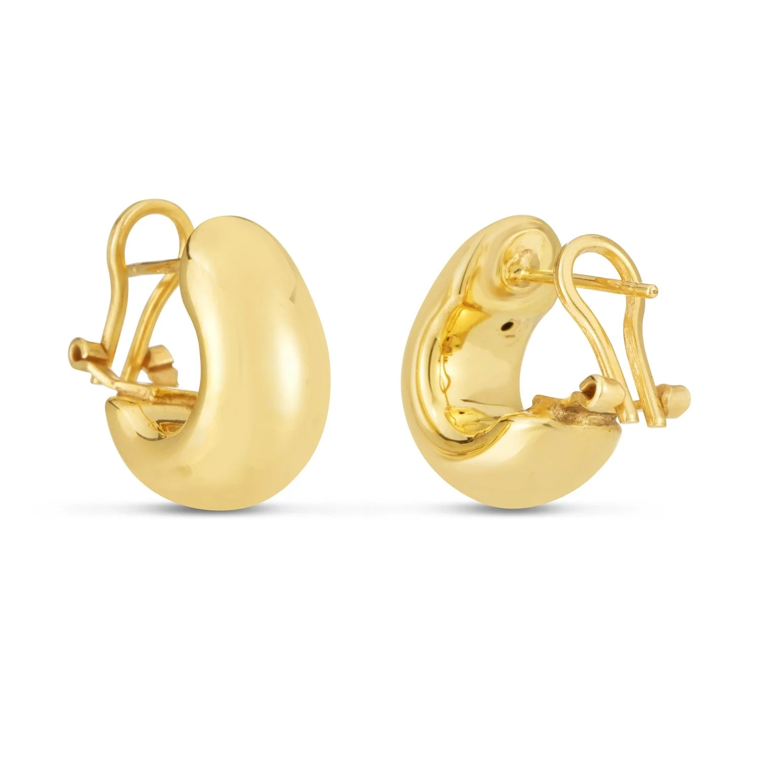 14k Yellow Gold Small Omega C Hoops - Image 4