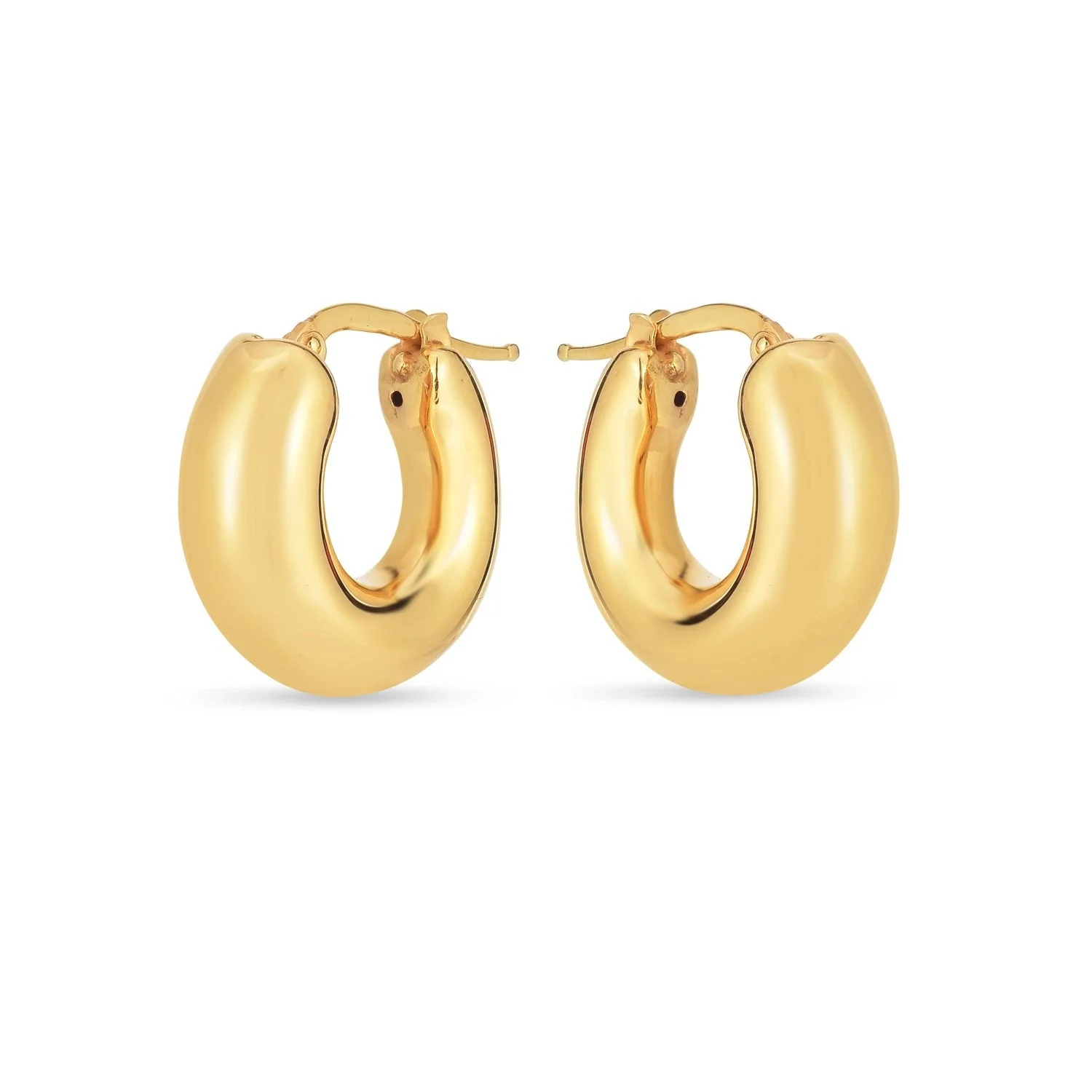 14k Yellow Gold Small Puffy Hoops - Image 2