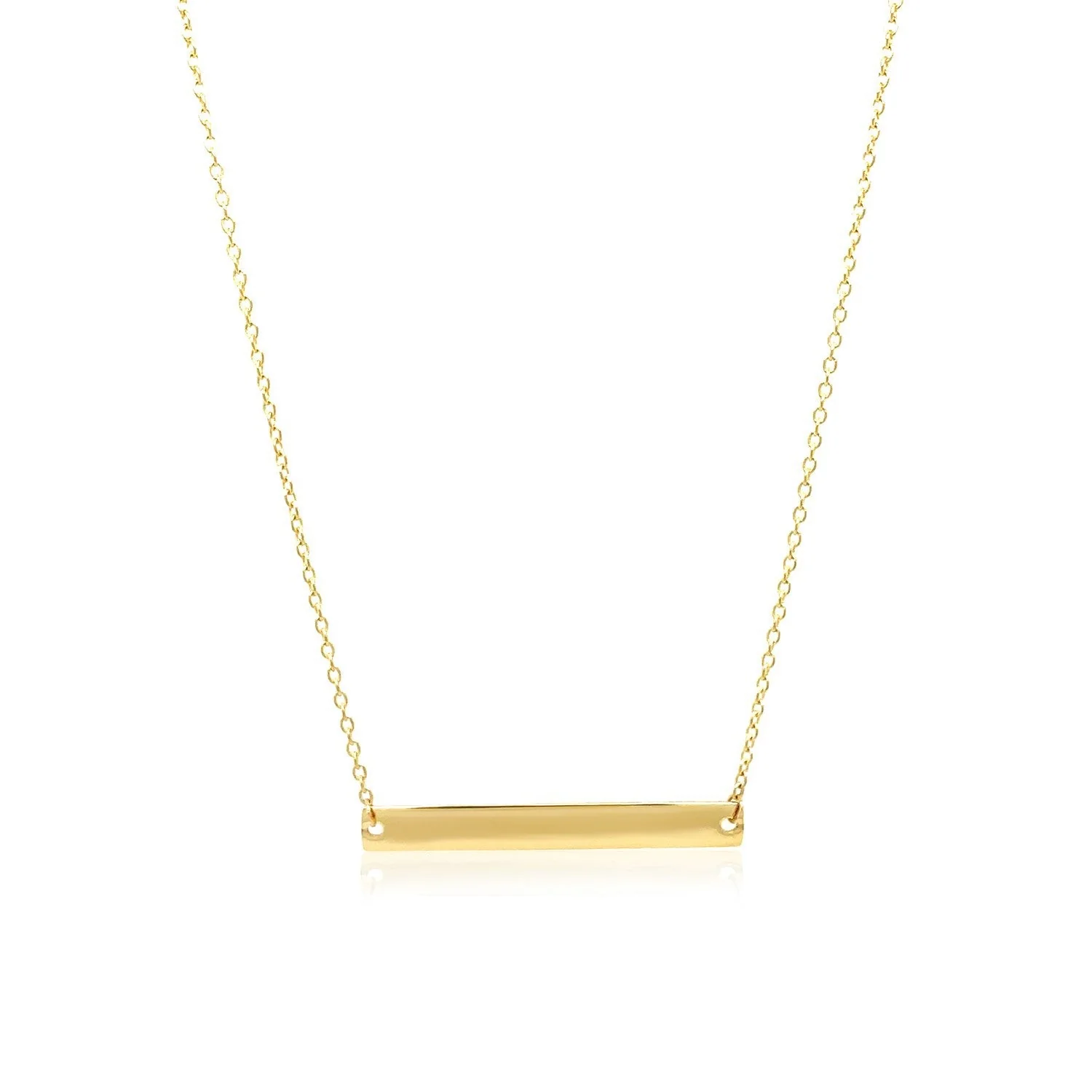 14k Yellow Gold Smooth Flat Horizontal Bar Style Necklace - Image 2