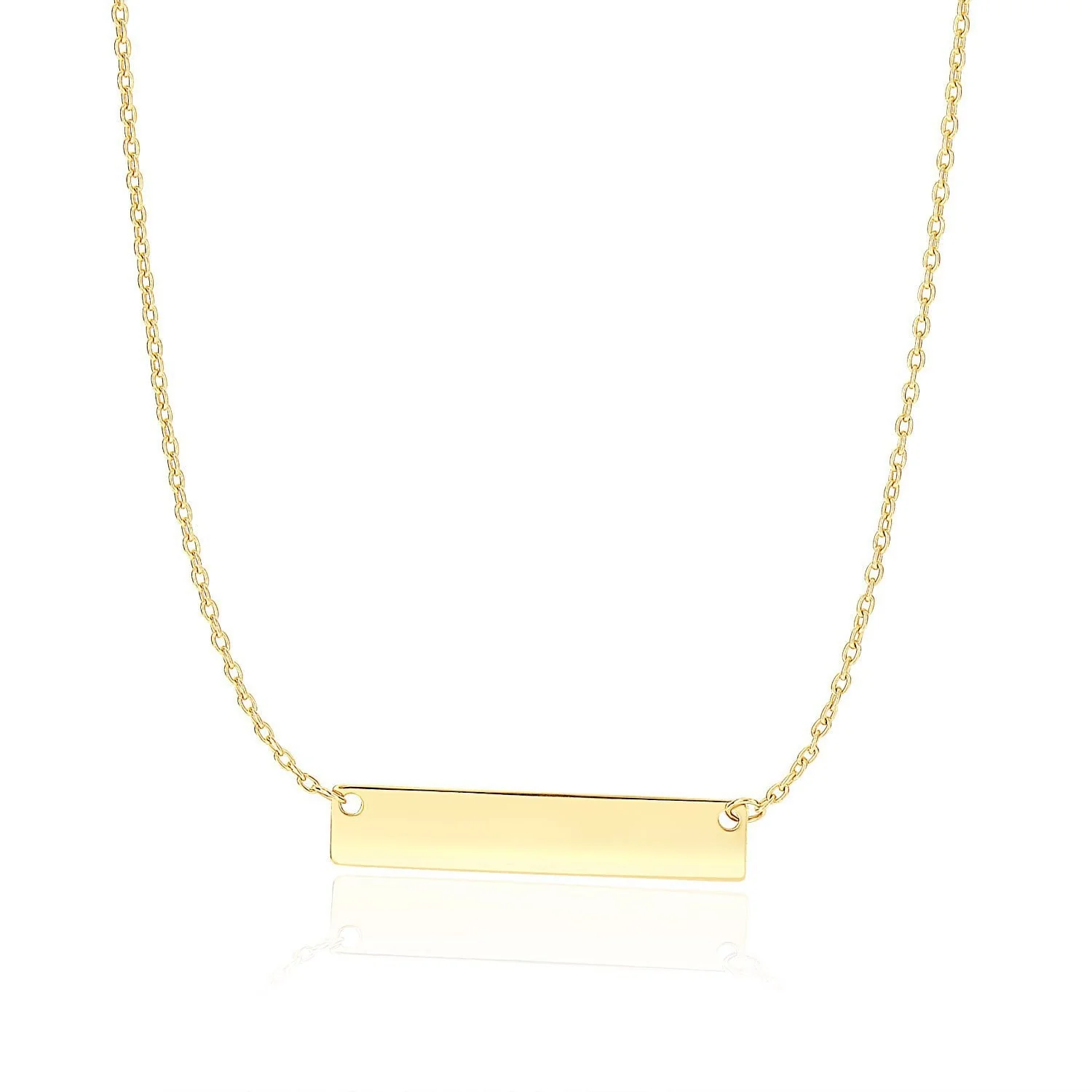 14k Yellow Gold Smooth Flat Horizontal Bar Style Necklace - Image 4
