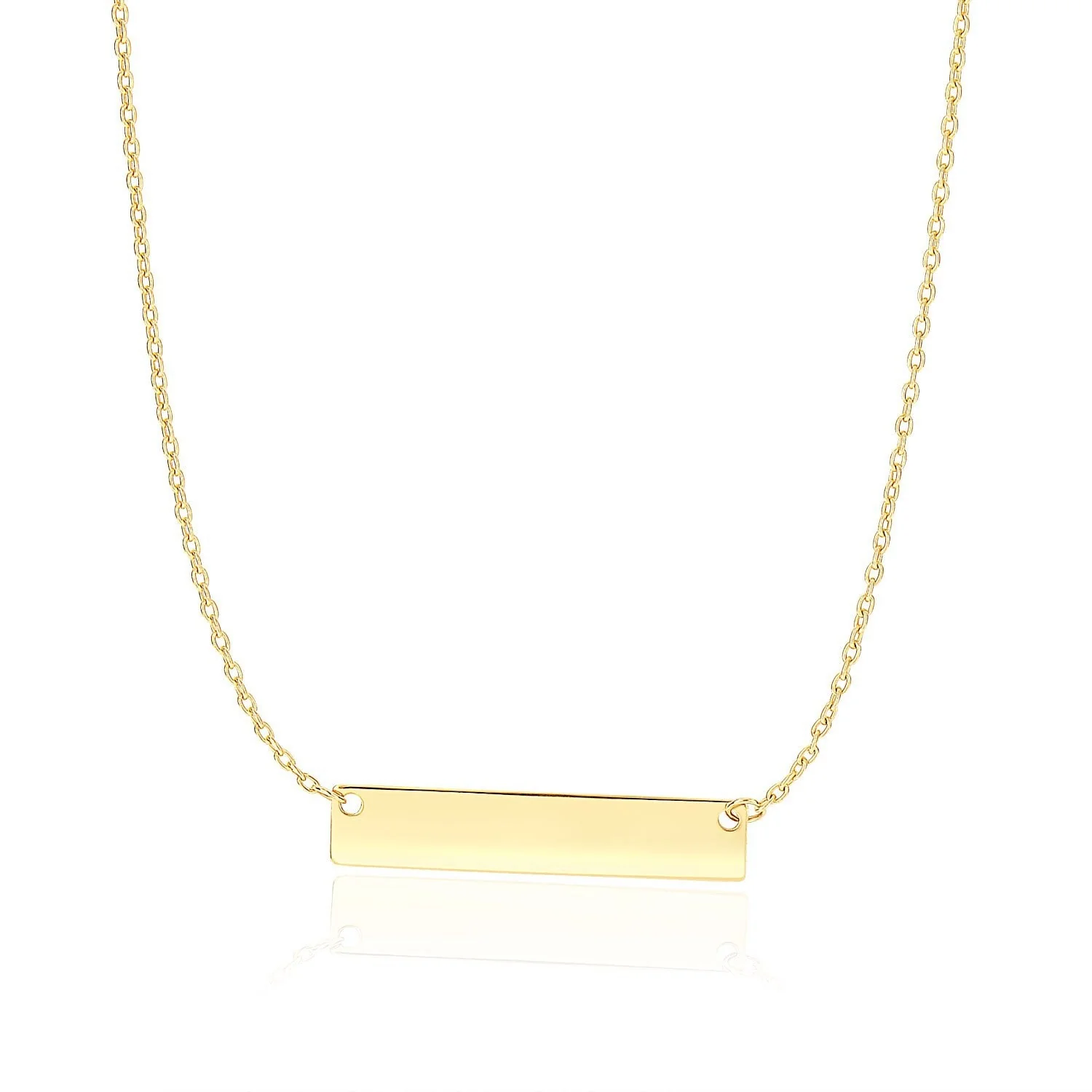 14k Yellow Gold Smooth Flat Horizontal Bar Style Necklace - Image 6