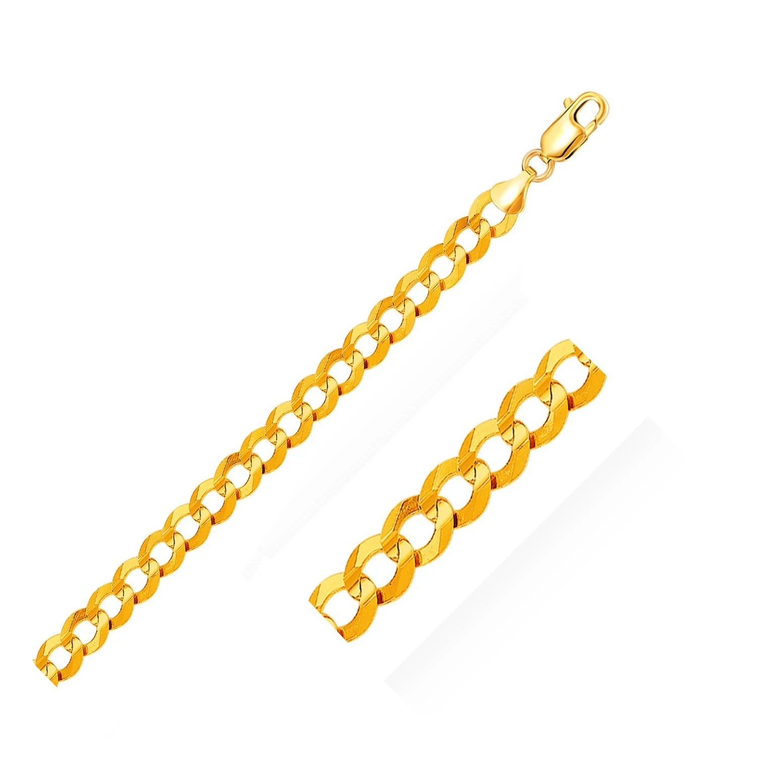 14k Yellow Gold Solid Curb Bracelet 10.0mm - Image 5