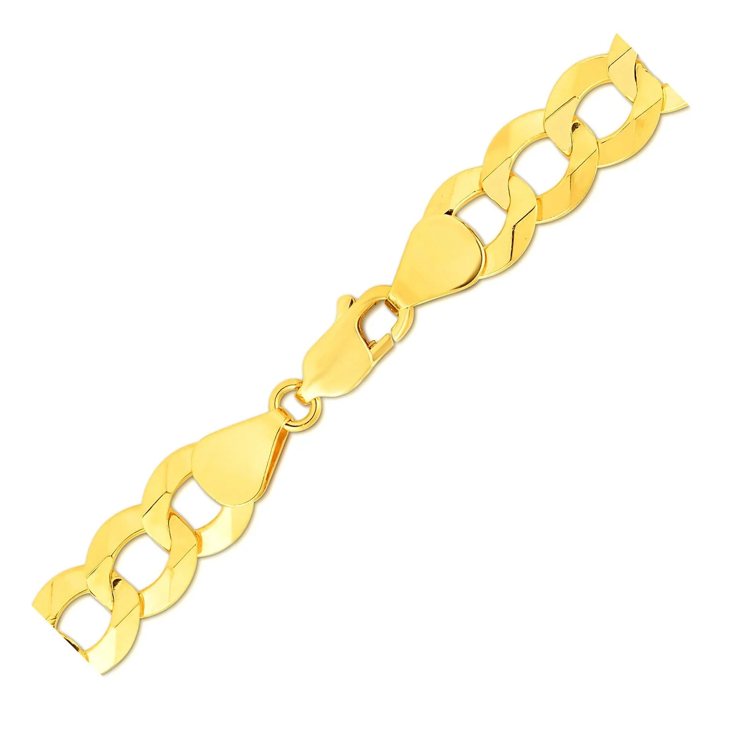 14k Yellow Gold Solid Curb Bracelet 10.0mm - Image 7