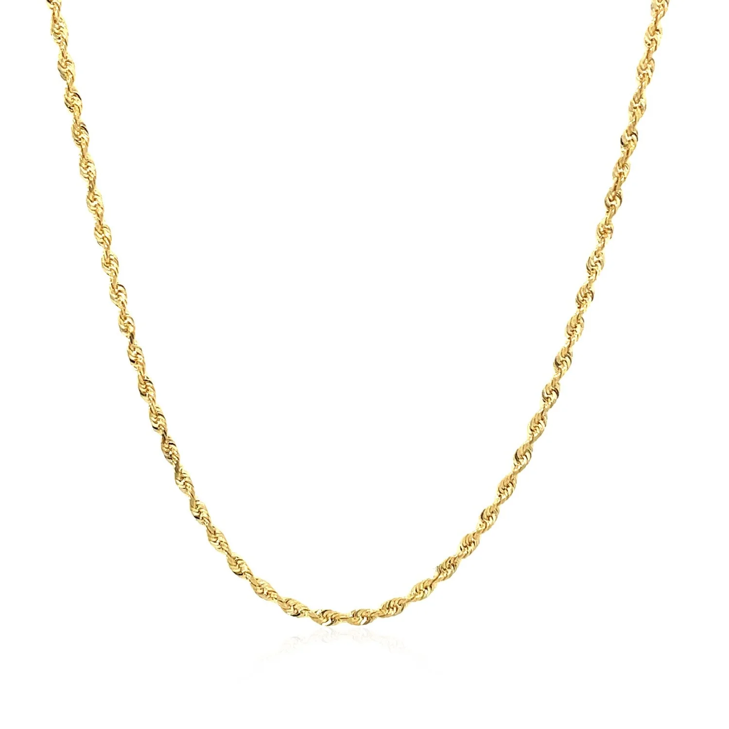 14k Yellow Gold Solid Diamond Cut Rope Chain (1.60 mm) - Image 7
