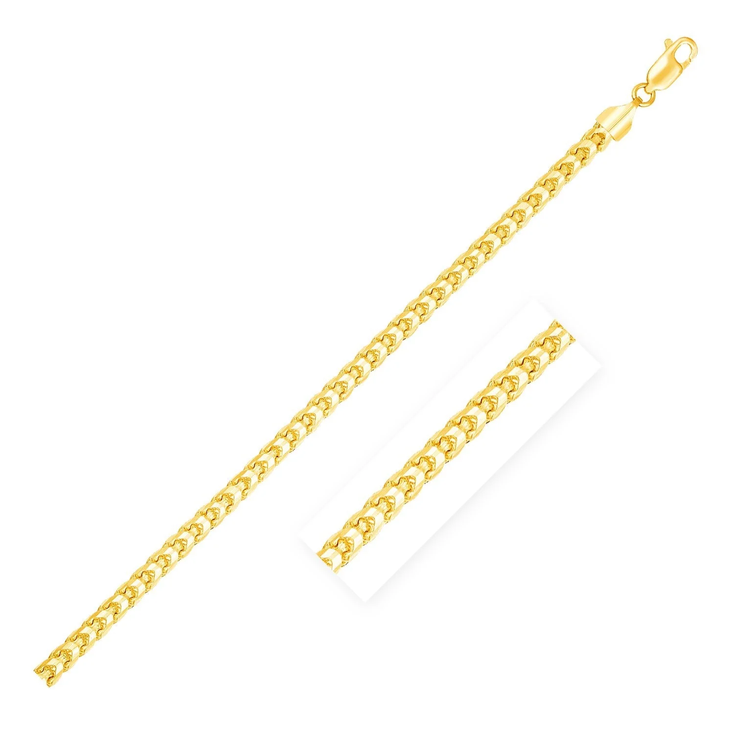 14k Yellow Gold Solid Diamond Cut Round Franco Bracelet (2.70 mm) - Image 2