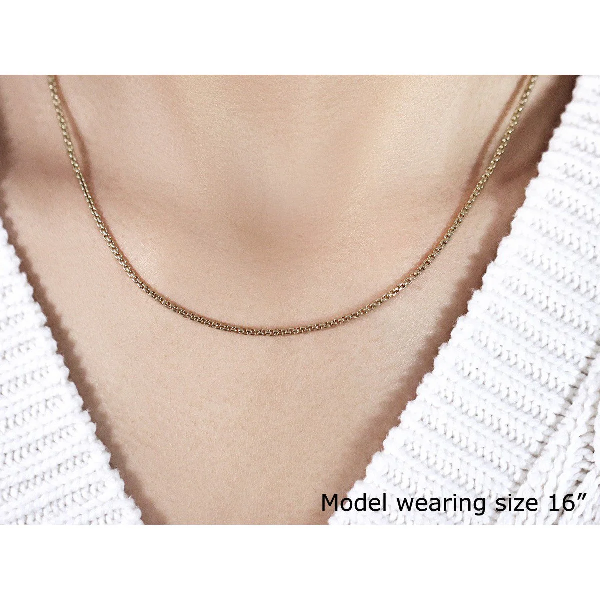 14k Yellow Gold Solid Round Box Chain 1.6 mm - Image 4