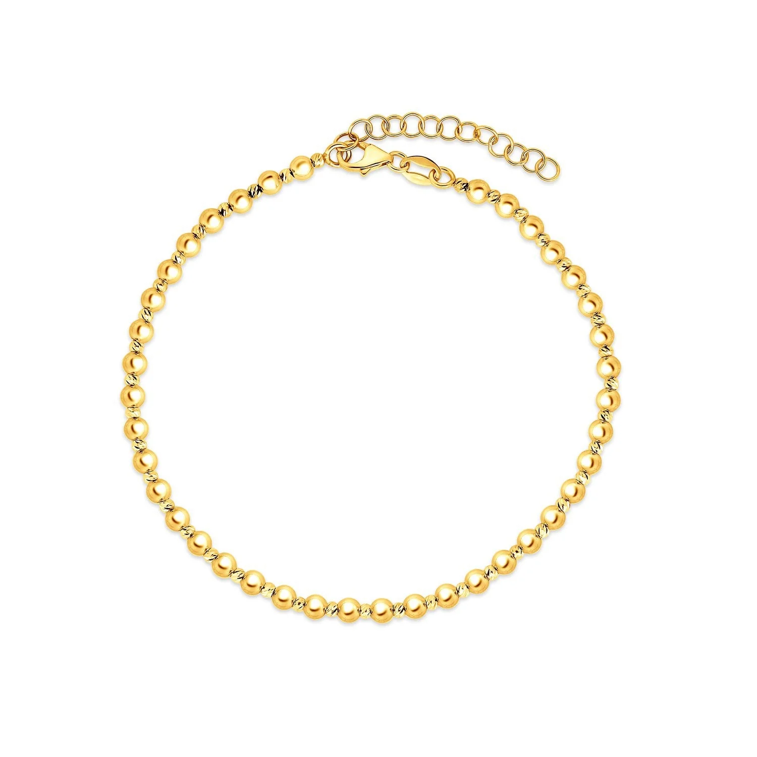 14k Yellow Gold Spaced Bead Bracelet (3.00 mm) - Image 2
