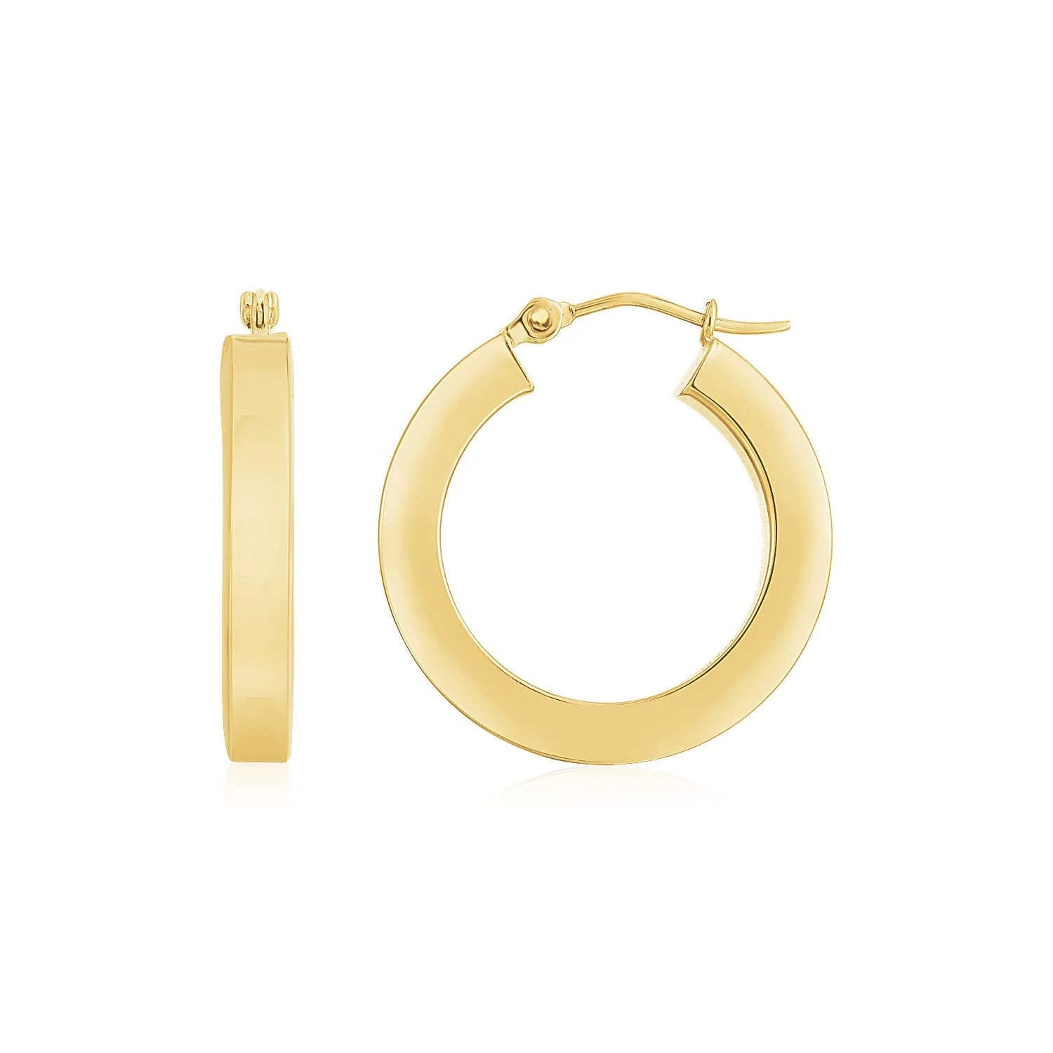14K Yellow Gold Square Tube Hoop Earrings - Image 2