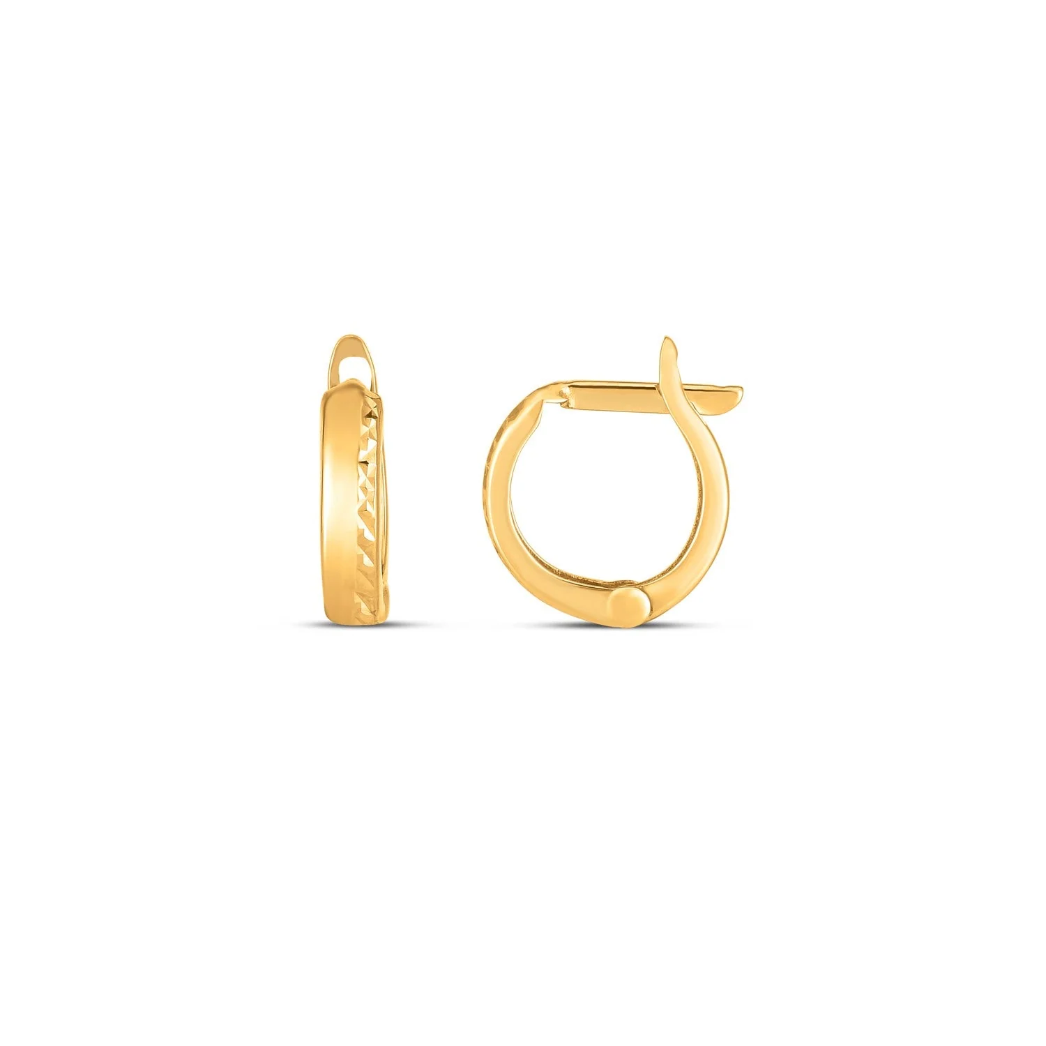 14k Yellow Gold Textured Huggie Hoops(3x10mm) - Image 3