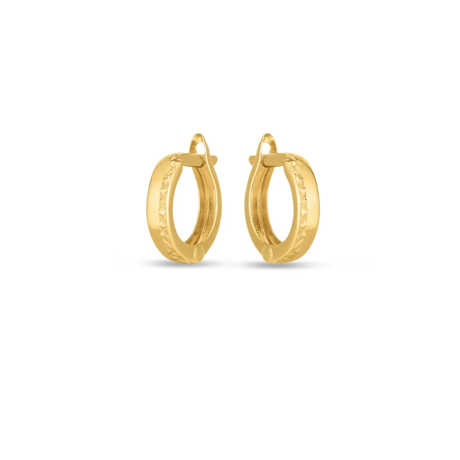 14k Yellow Gold Textured Huggie Hoops(3x10mm) - Image 4