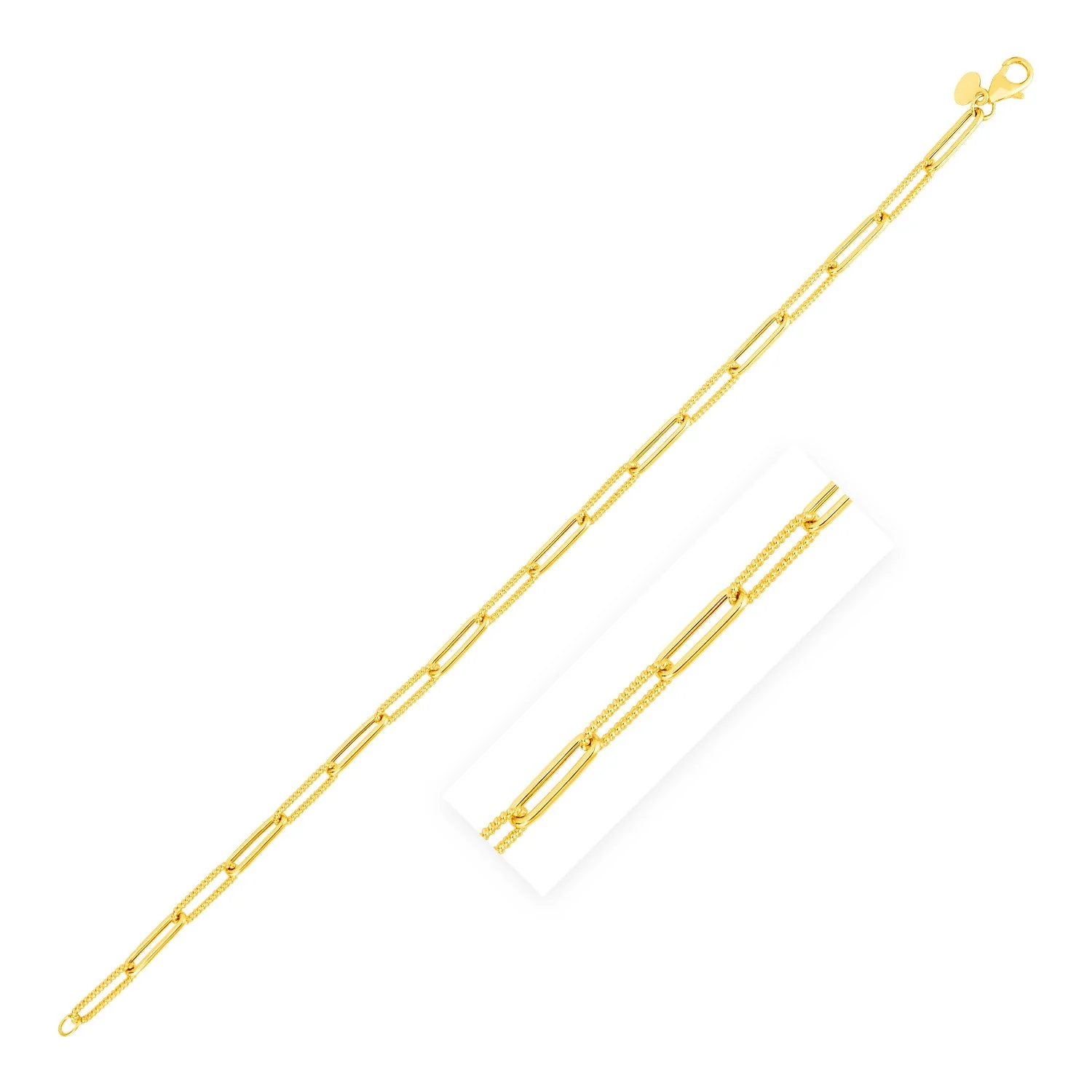 14k Yellow Gold Textured Paperclip Chain (3.5mm) - Image 7