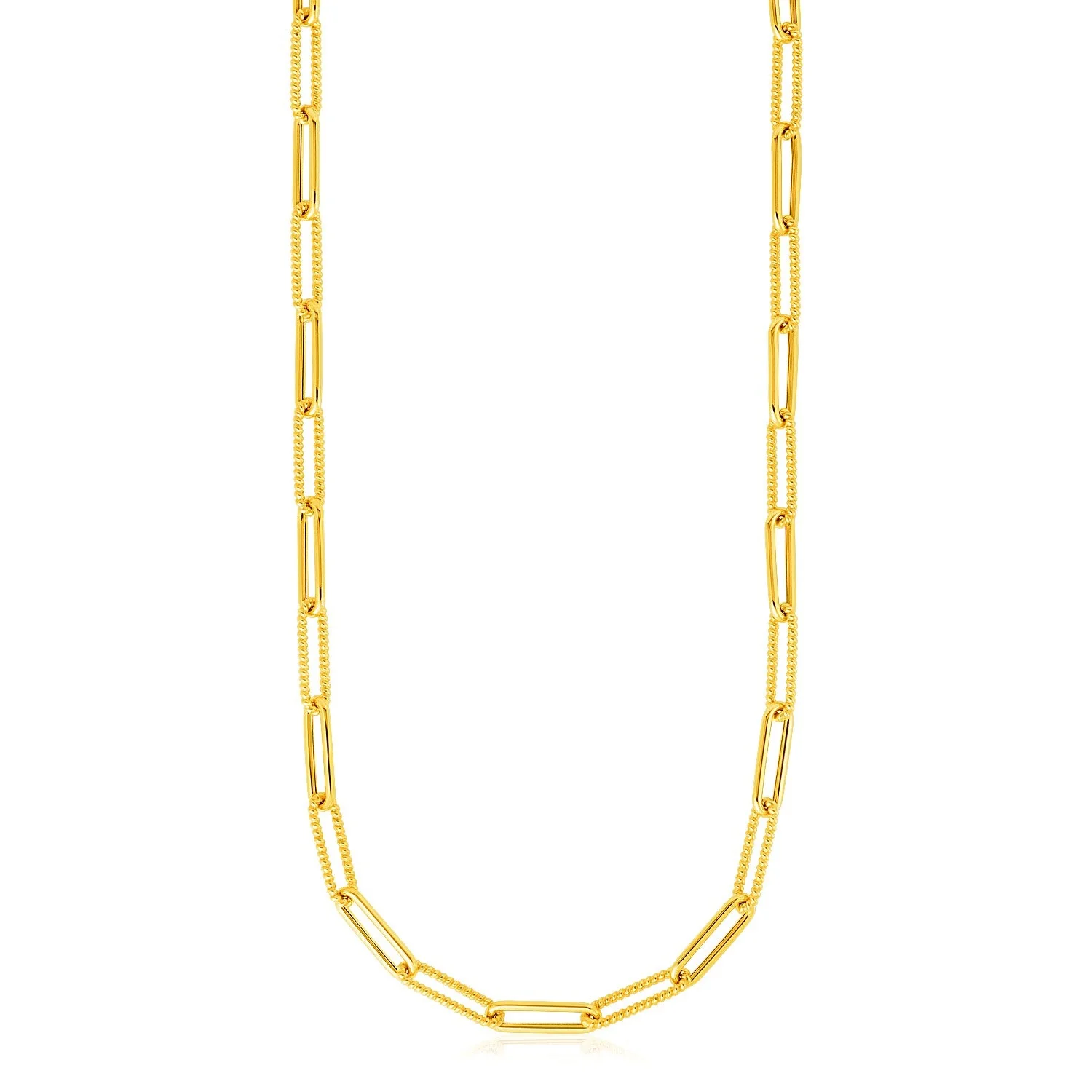 14k Yellow Gold Textured Paperclip Chain (3.5mm) - Image 8
