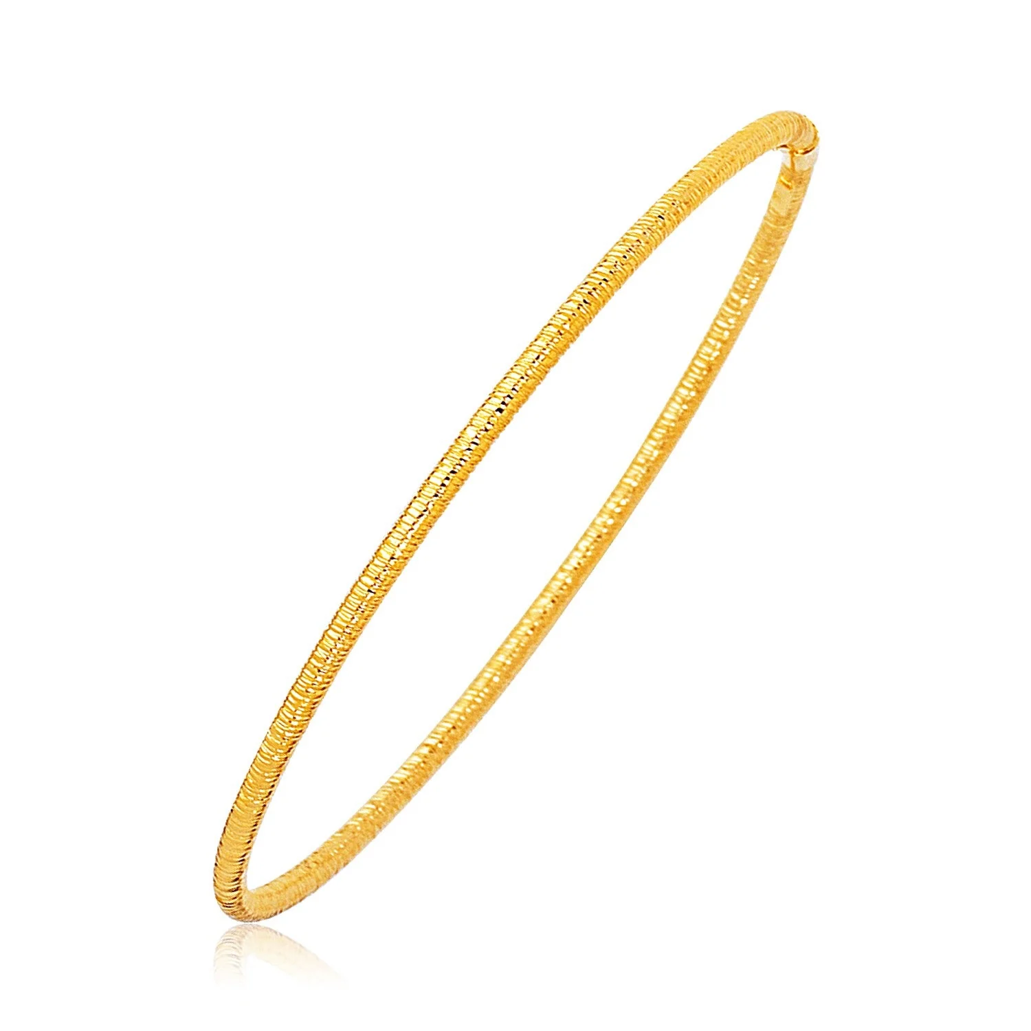 14k Yellow Gold Thin Textured Stackable Bangle - Image 2