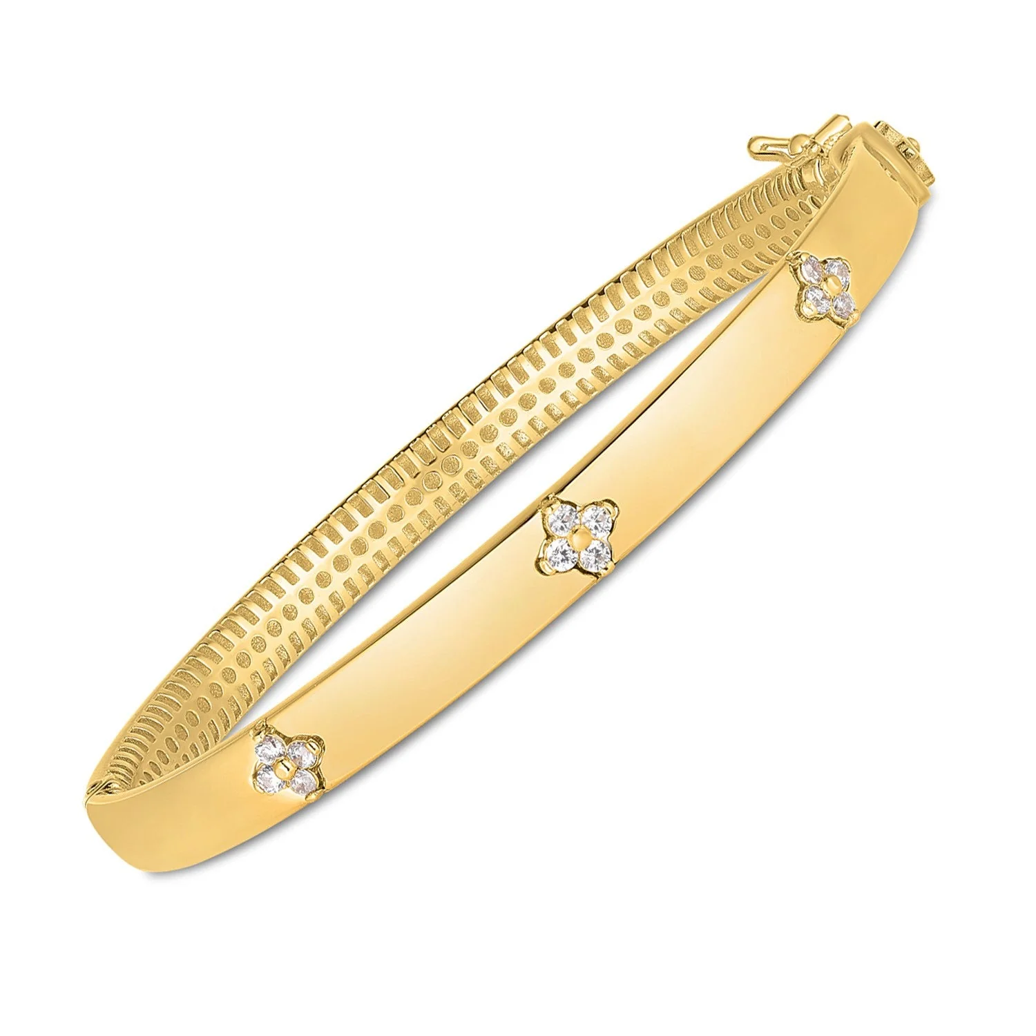 14k Yellow Gold Trilogy Diamond Bangle (5.40 mm) - Image 3