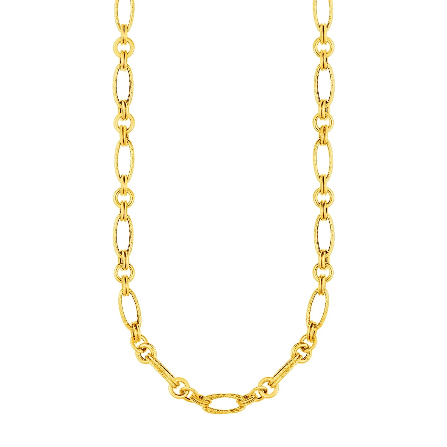 14k Yellow Gold Twisted and Polished Link Necklace - Image 4