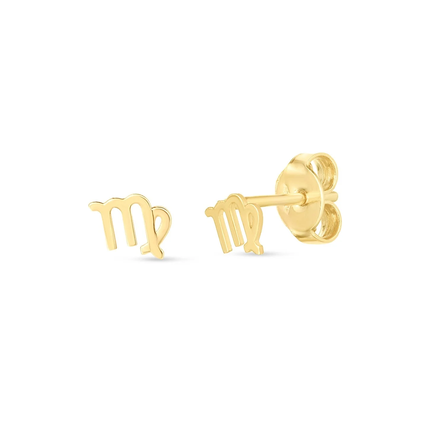 14k Yellow Gold Virgo Stud Earrings - Image 2